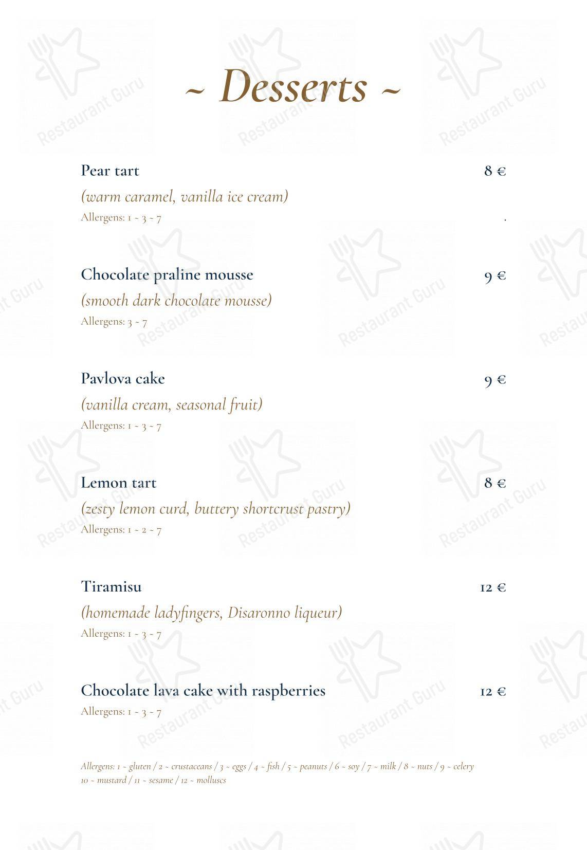 菜单 per Restaurant Kadena ristorante