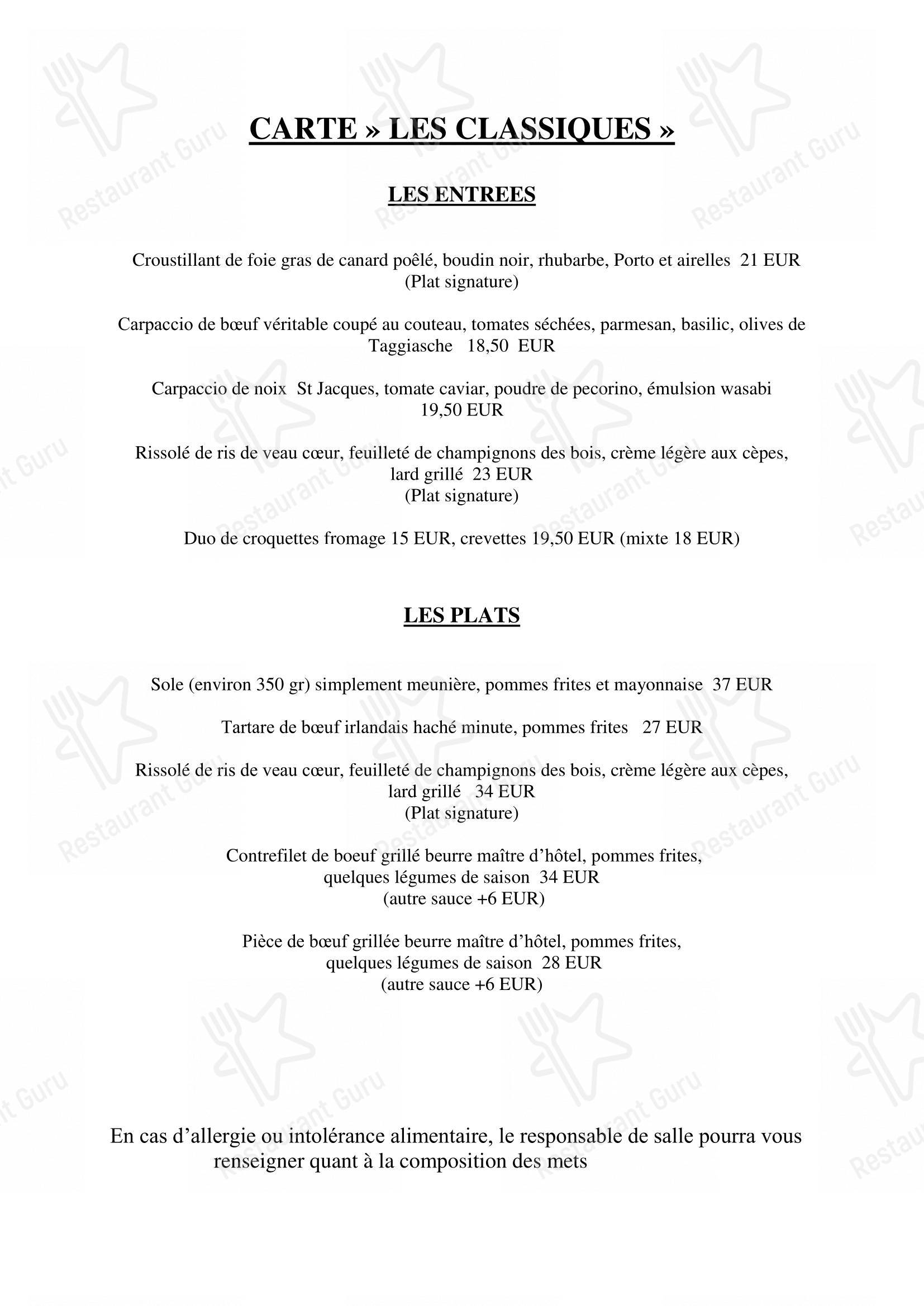 Restaurant Le Pivert dans Tubize - Коктейльная карта