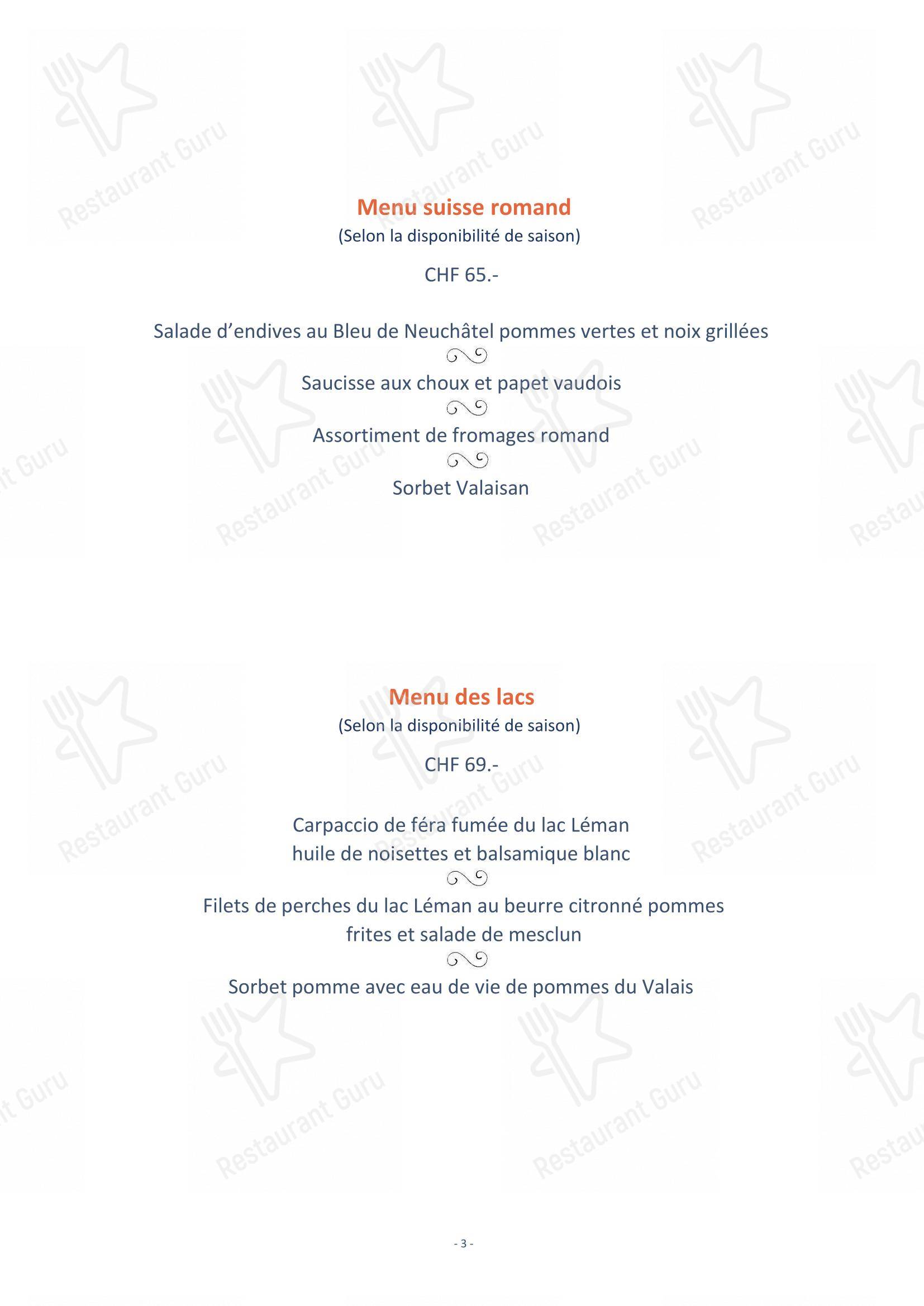 Lunch Menu per Restaurant Les Armures in Ginevra