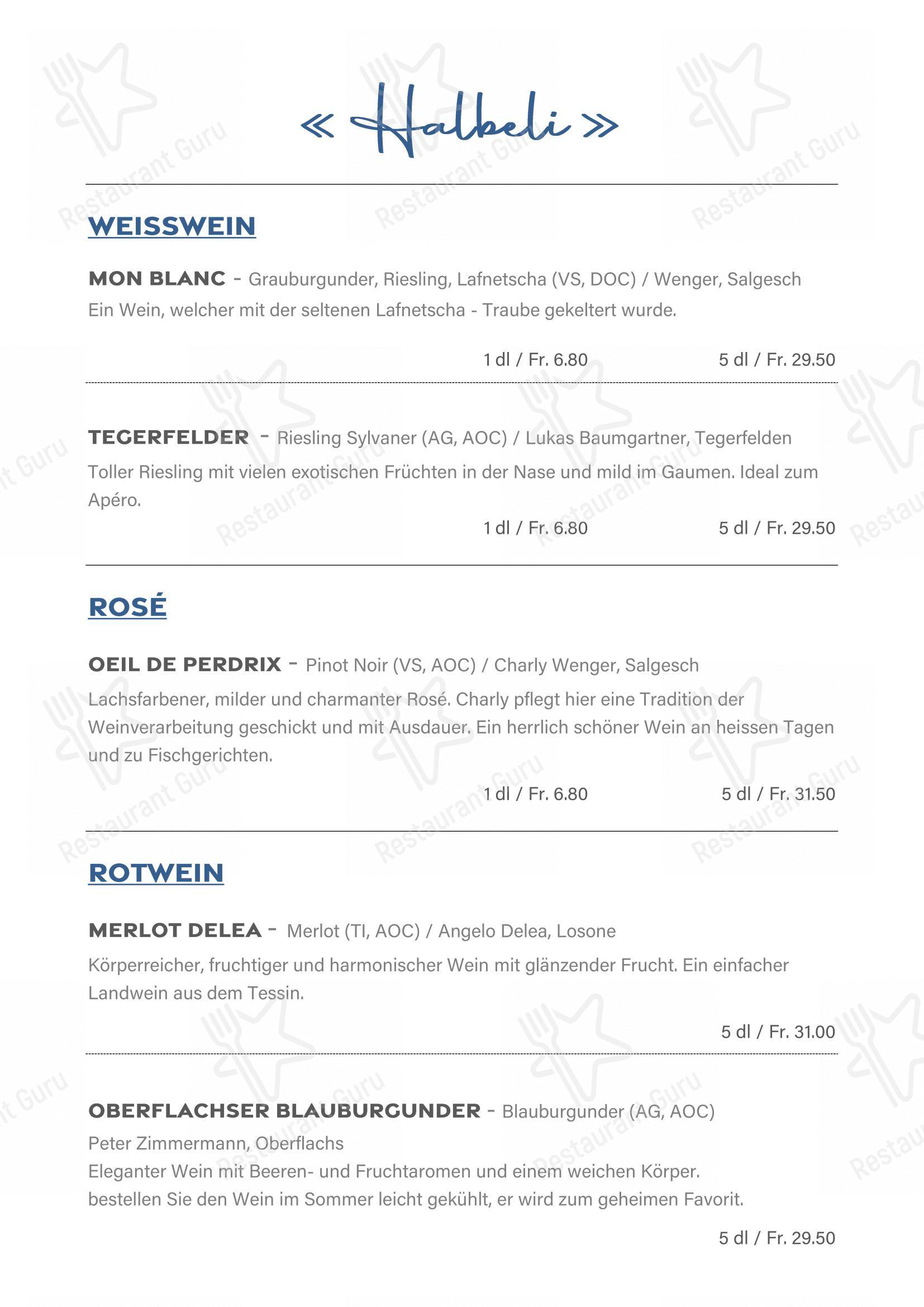 菜单 per Restaurant Rütihof, Gränichen in Gränichen