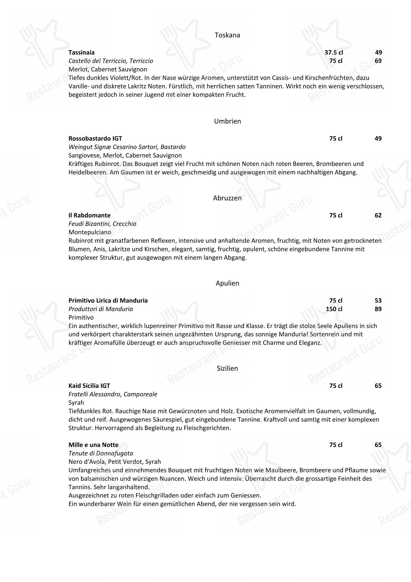 Menu bar per Restaurant Sonne pizzeria