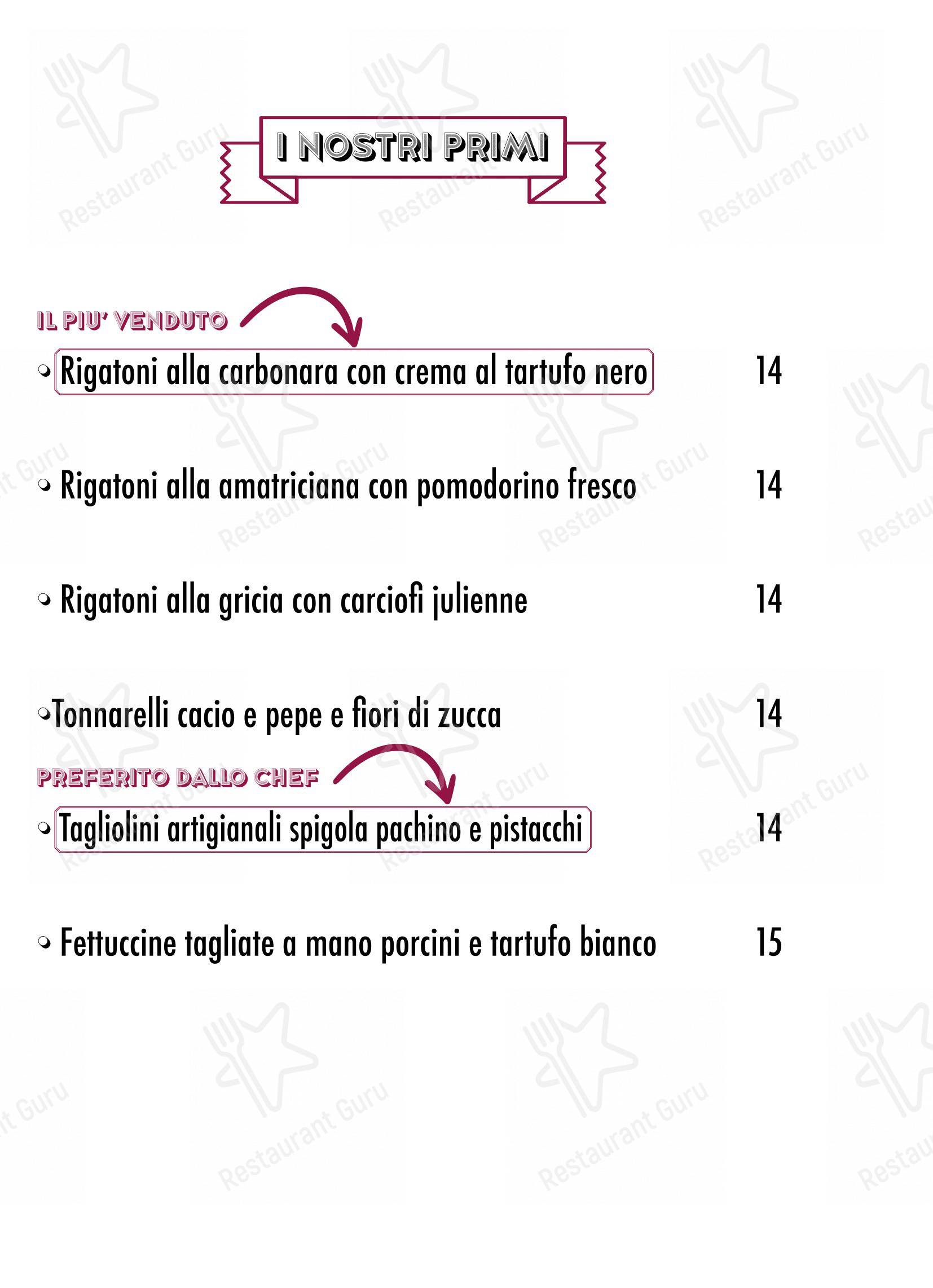 Menu per Rigatoni Roma in Roma