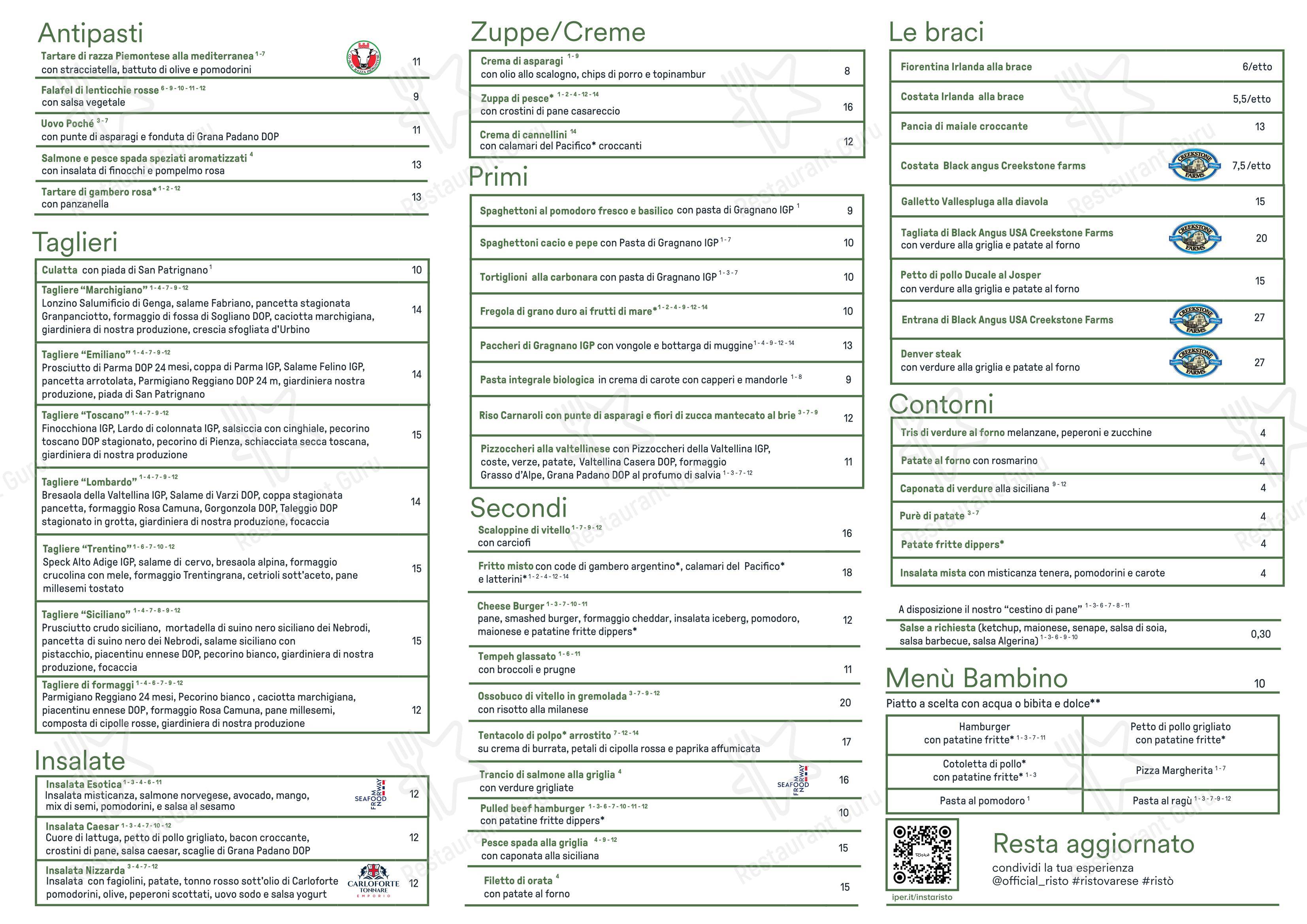 Menu bar per Ristò - Seriate in Seriate
