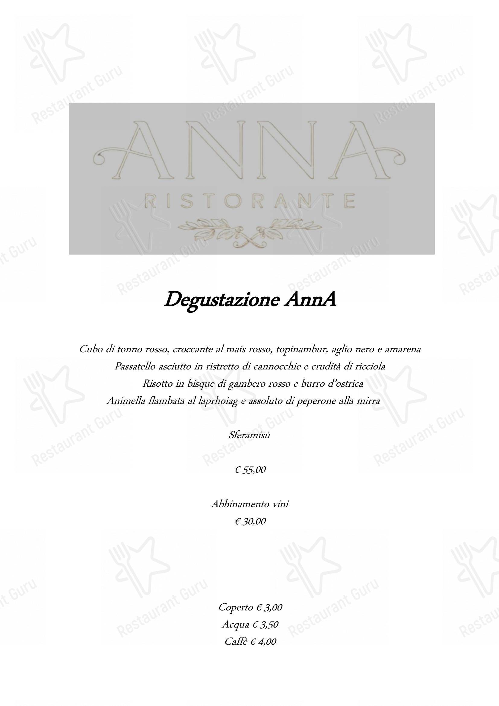 Menu di Ristorante Anna - Menu