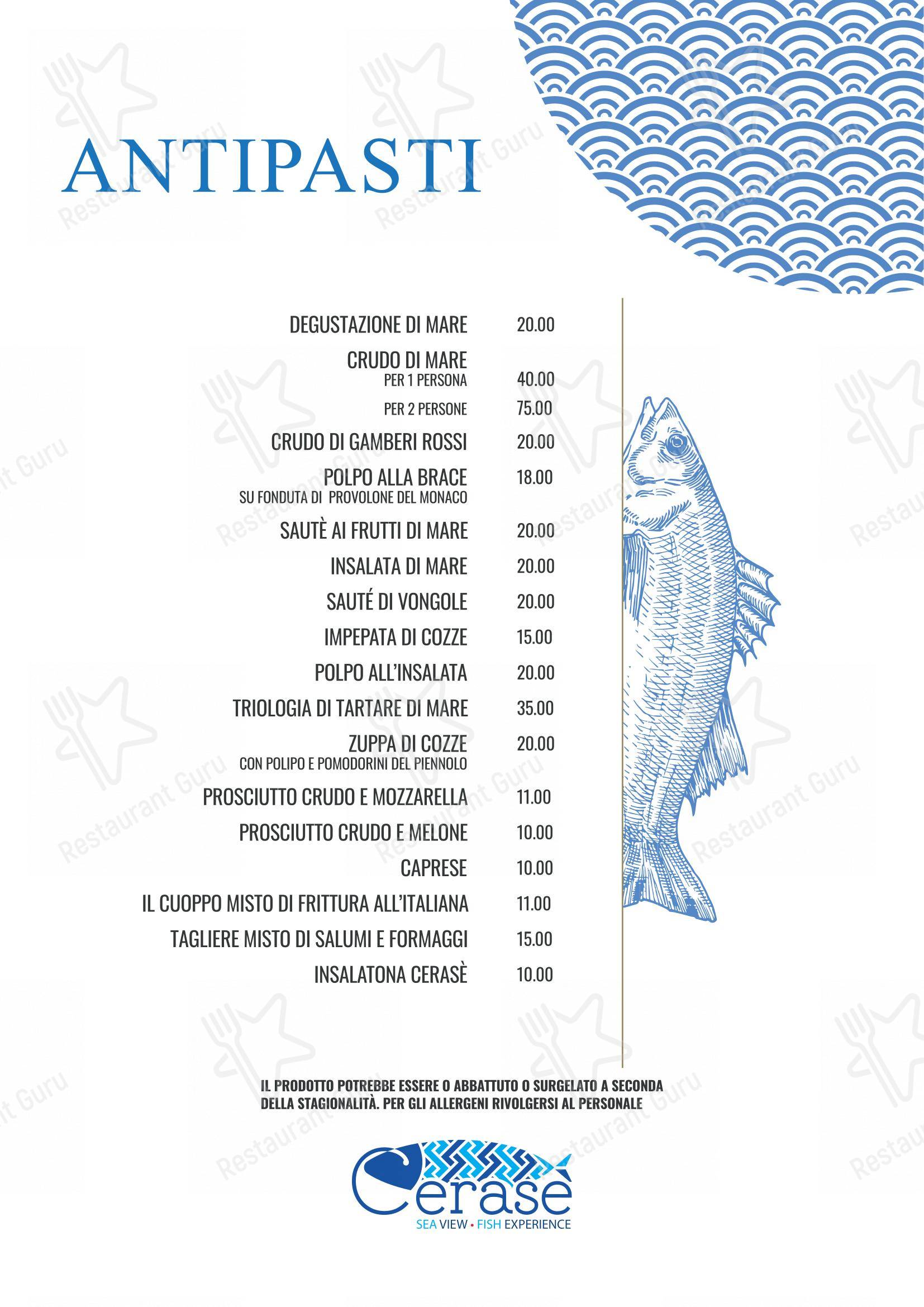 Menu per Ristorante Cerasè in Vico Equense