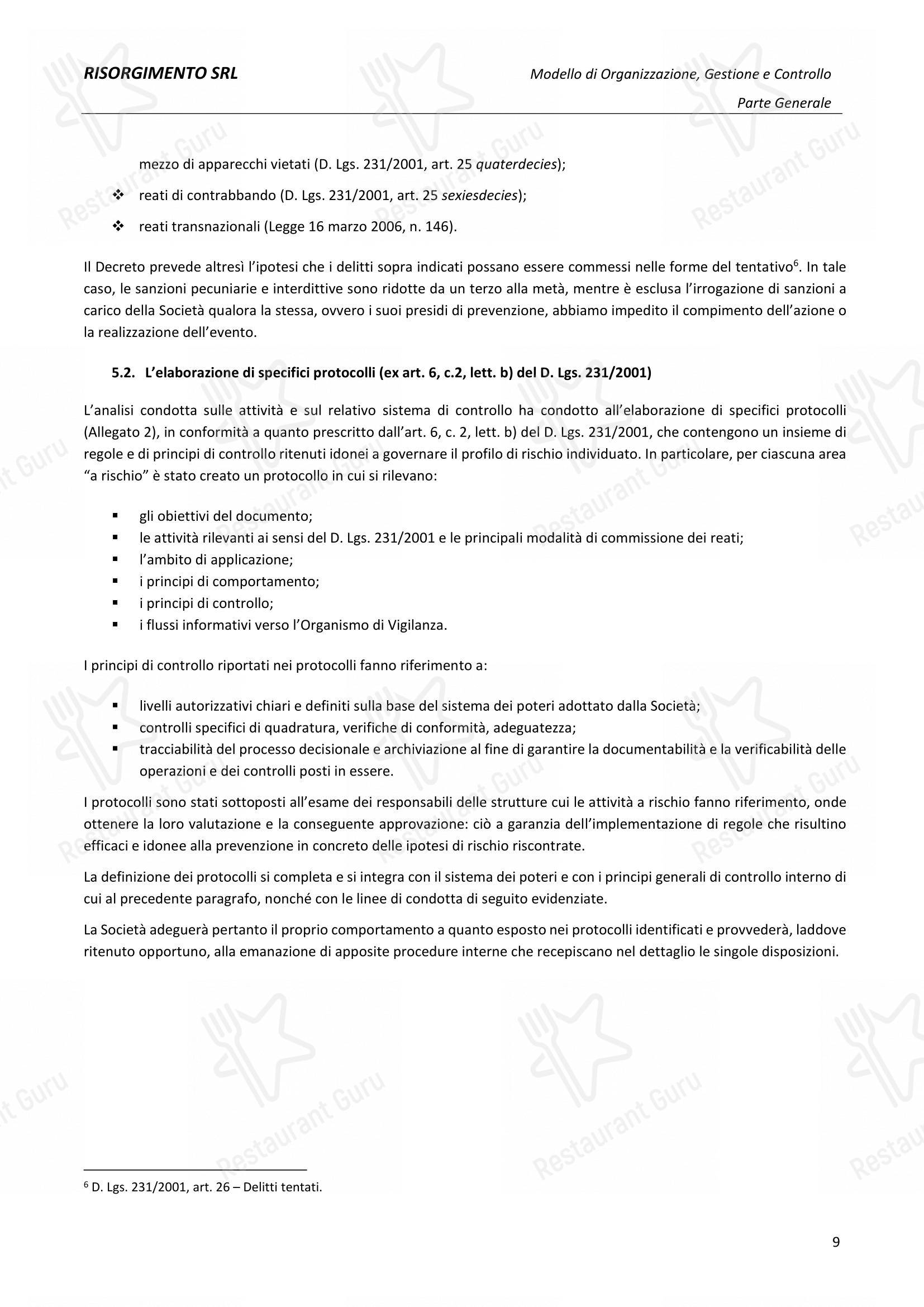 Menu per Ristorante Del Cambio ristorante