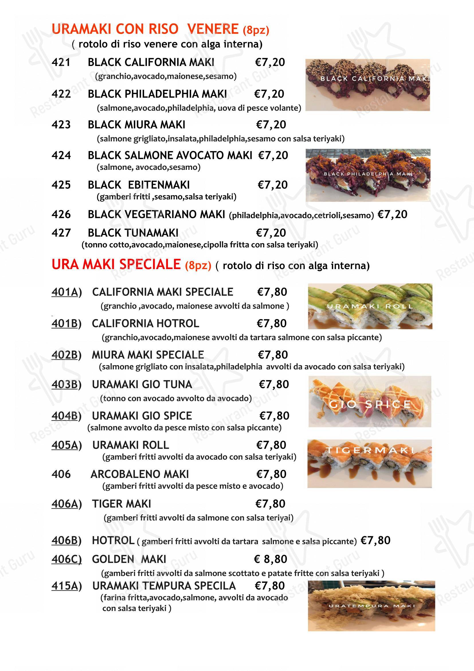 Menu per Ristorante Ginger ristorante