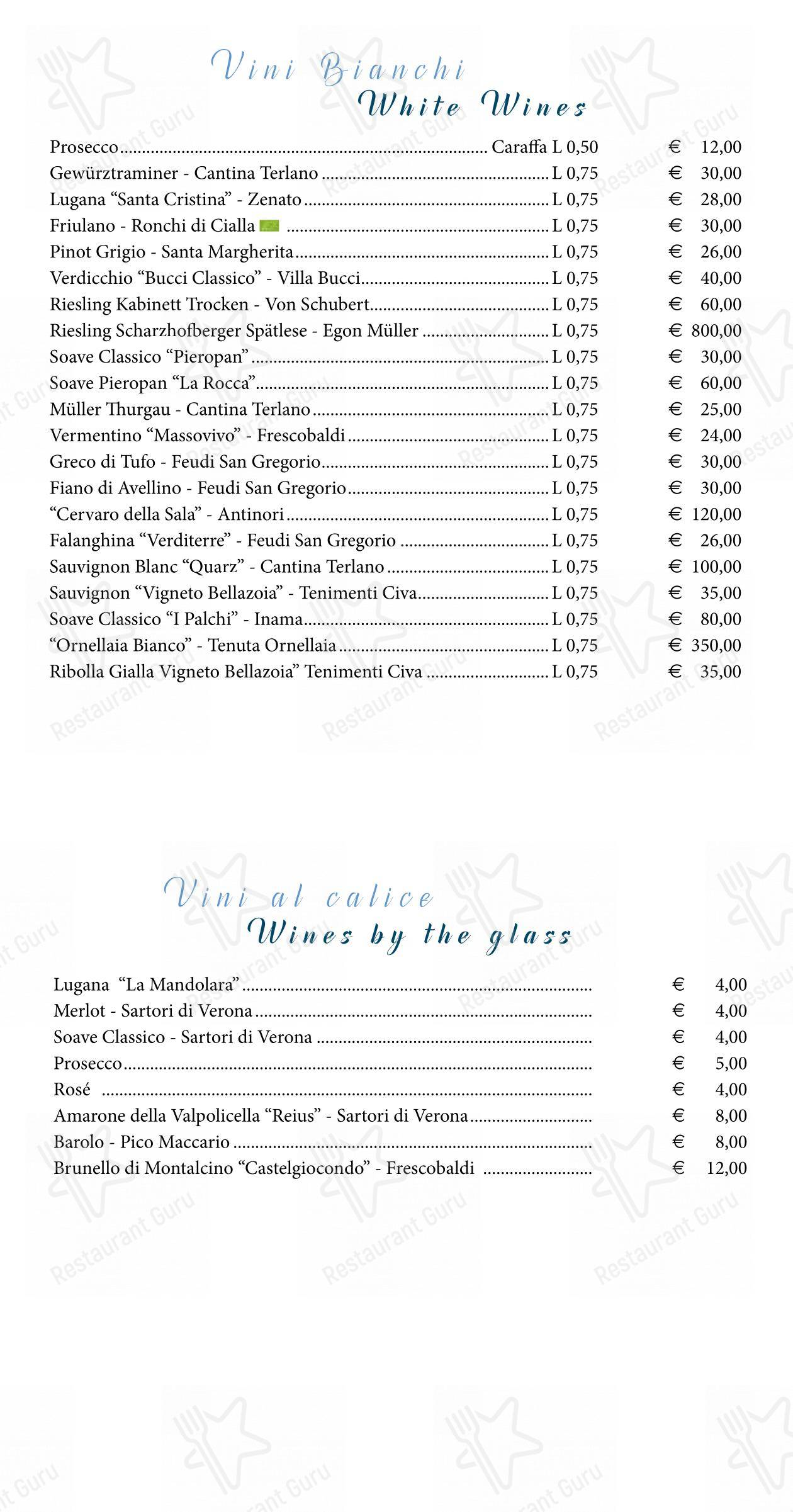 Menu di Ristorante Nastro Azzurro - Коктейльная карта