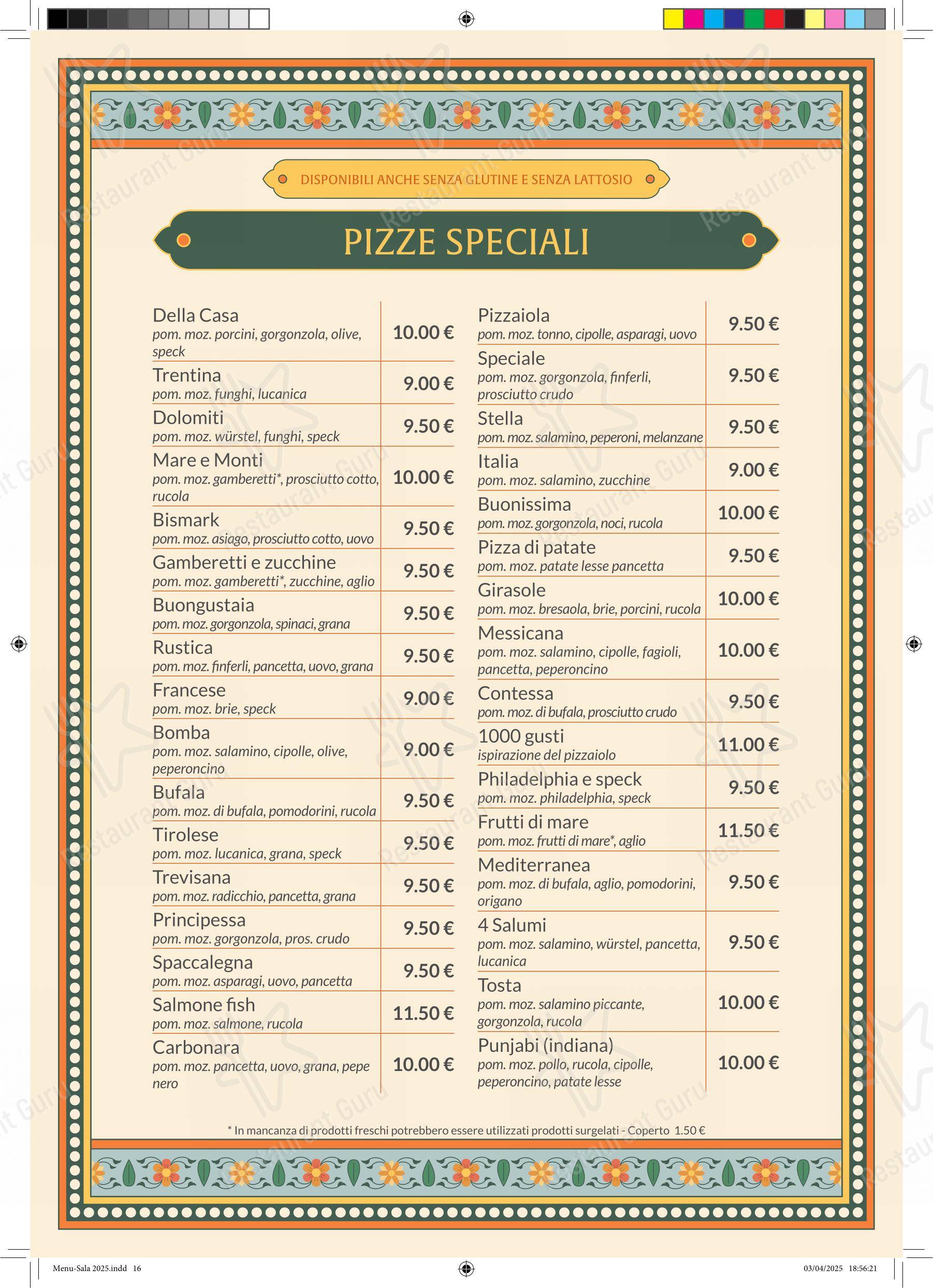 Menu di Ristorante Pizzeria al Convento - 菜单