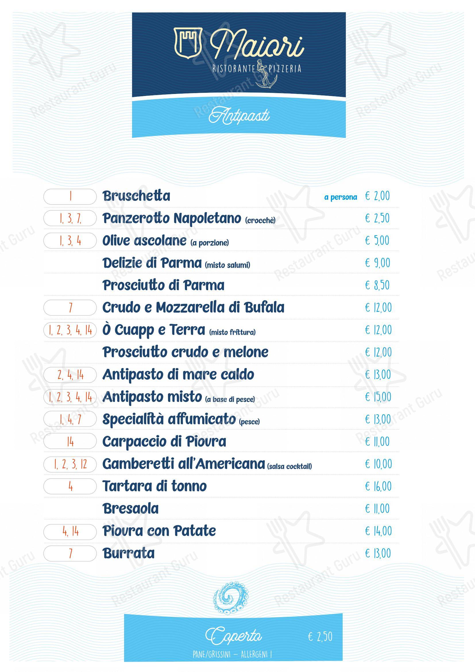 Ristorante Pizzeria Maiori in Saronno - Menu