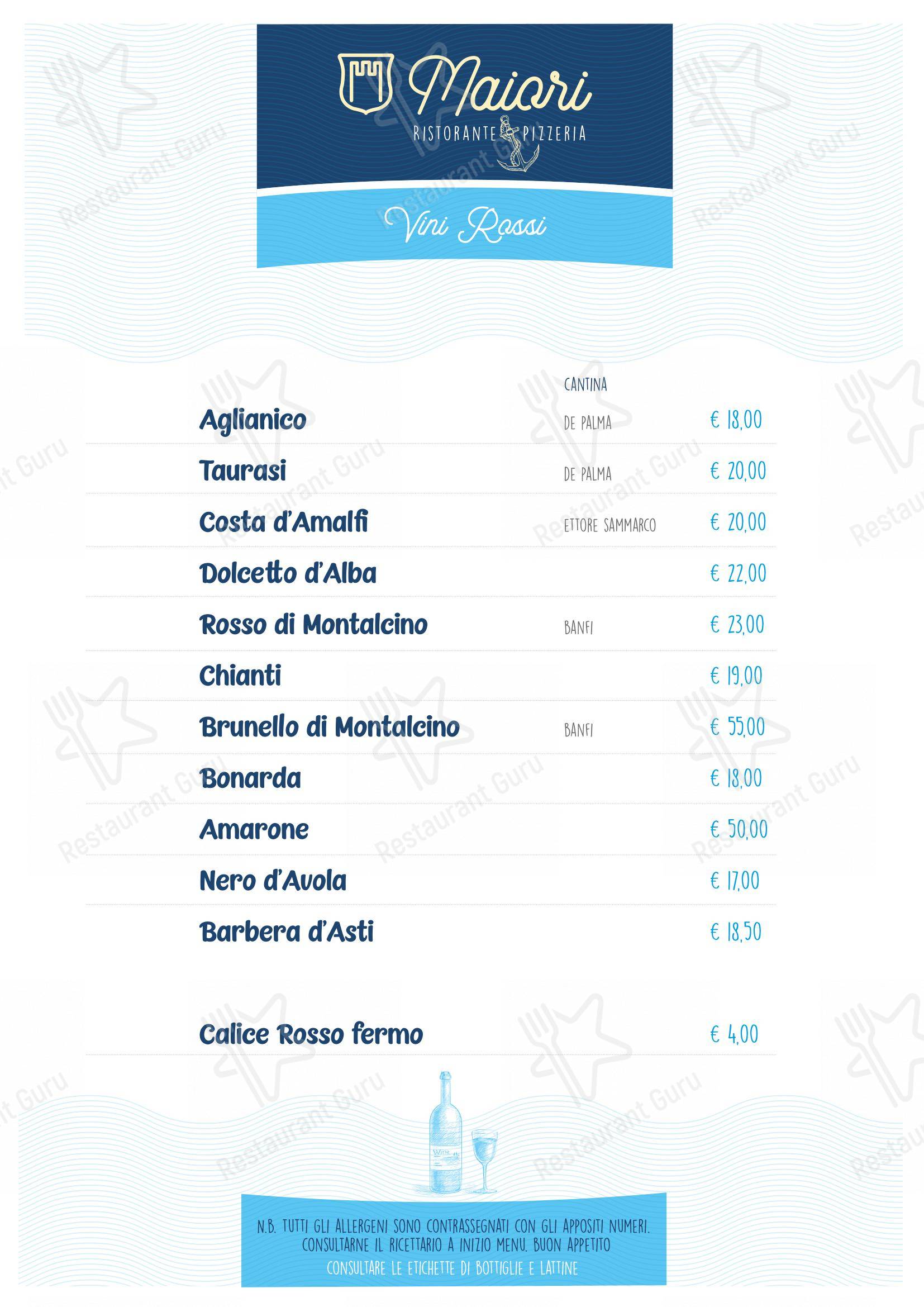 Menu di Ristorante Pizzeria Maiori - Menu