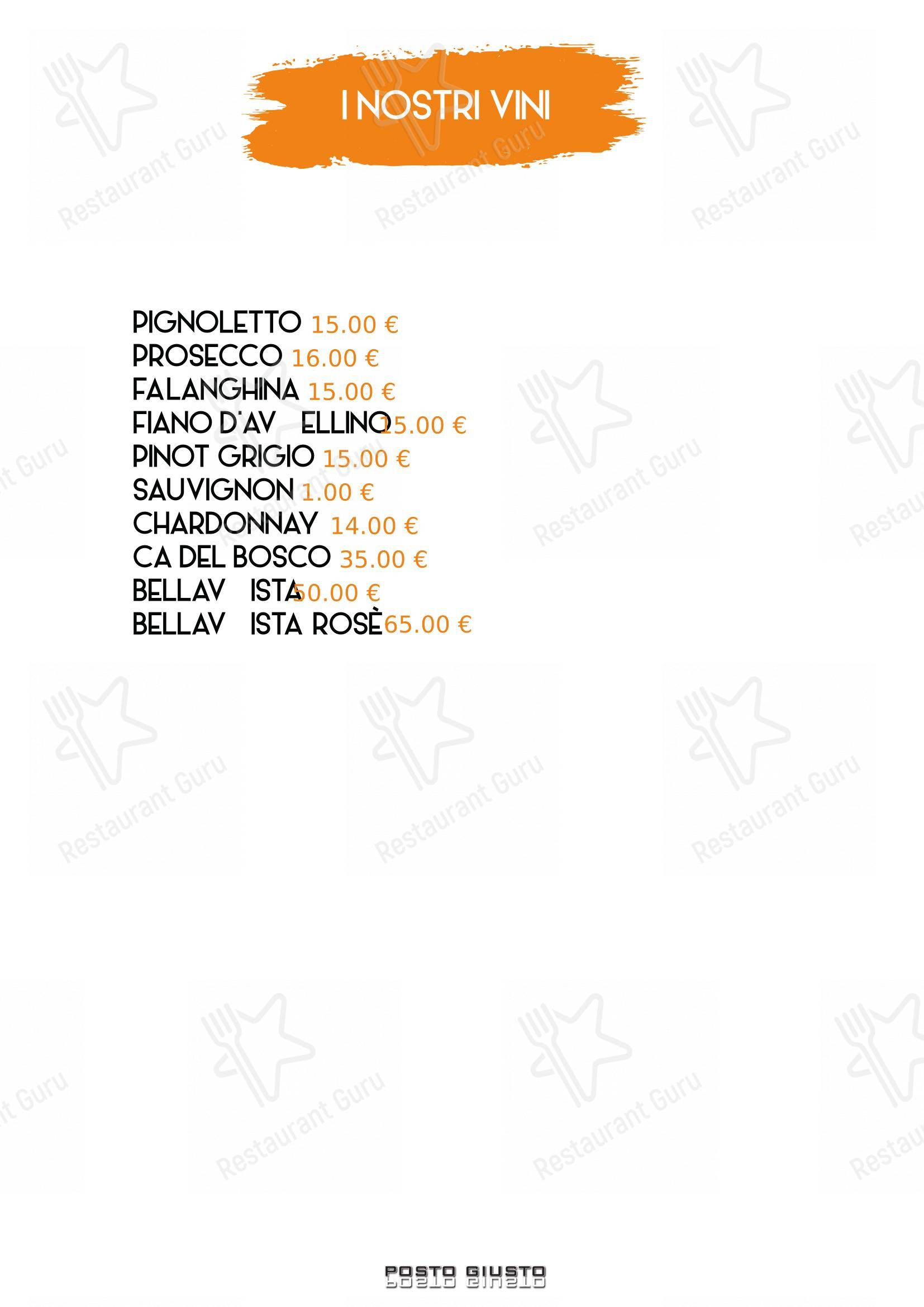 Pizzeria Posto Giusto in Castelnuovo Rangone - Menu bar