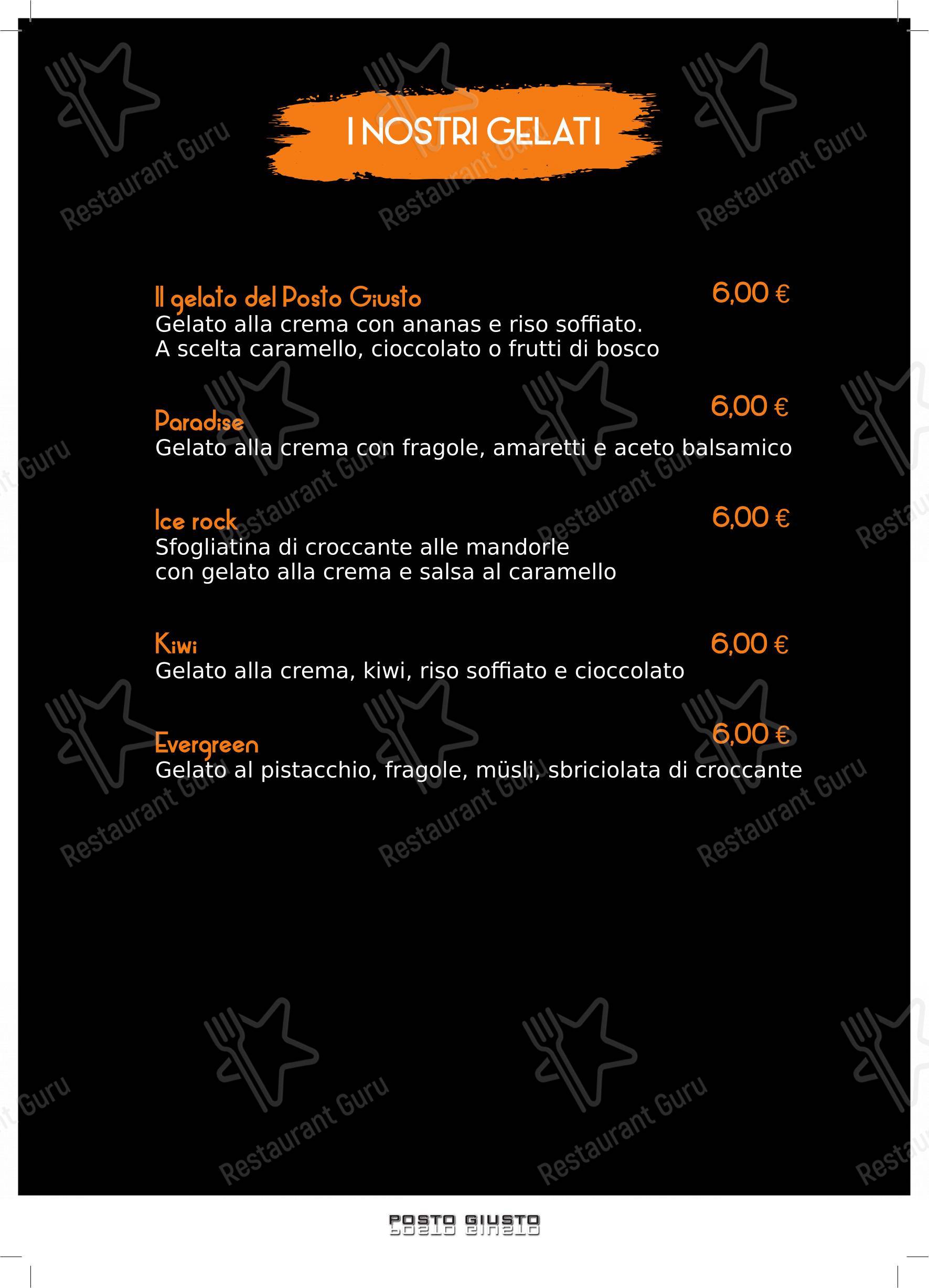 Menu per Pizzeria Posto Giusto pizzeria
