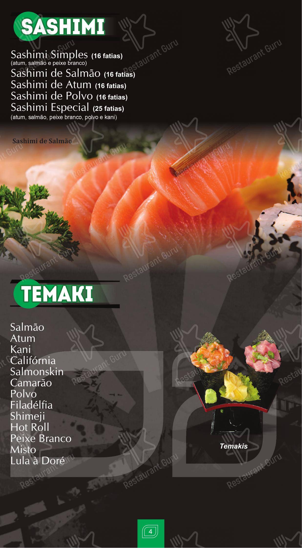 Menu para Taki Sushi Granja viana restaurante