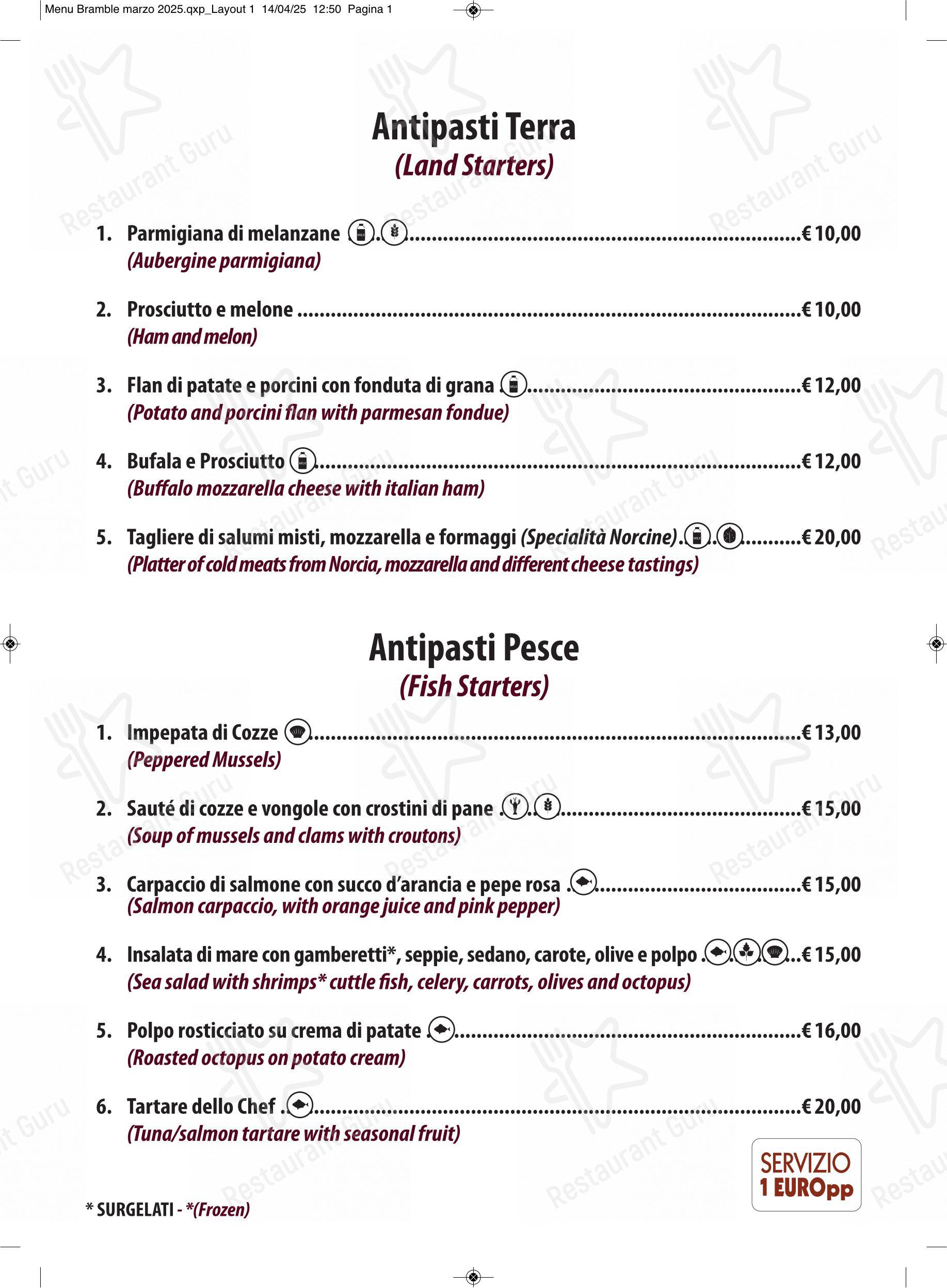Menu di The Bramble Bar & Kitchen - Menu