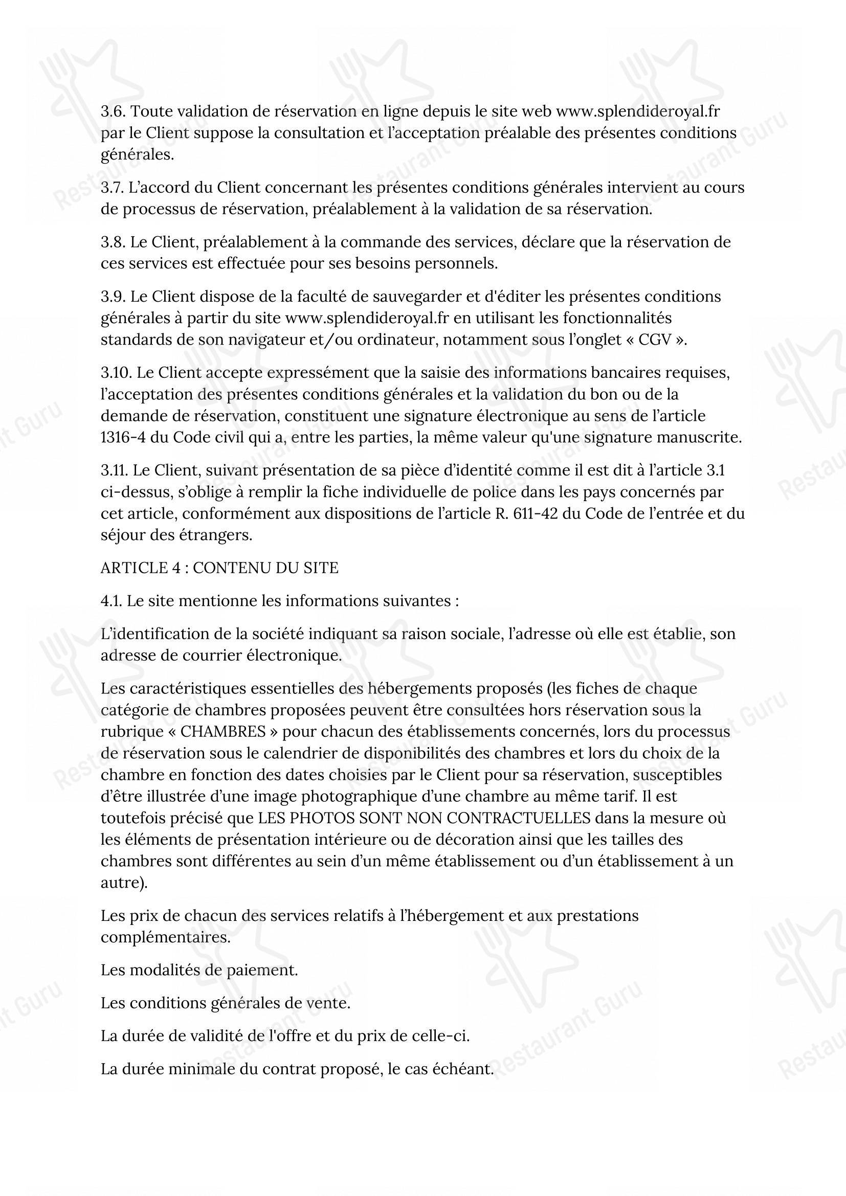 Tosca dans Paris - 菜单