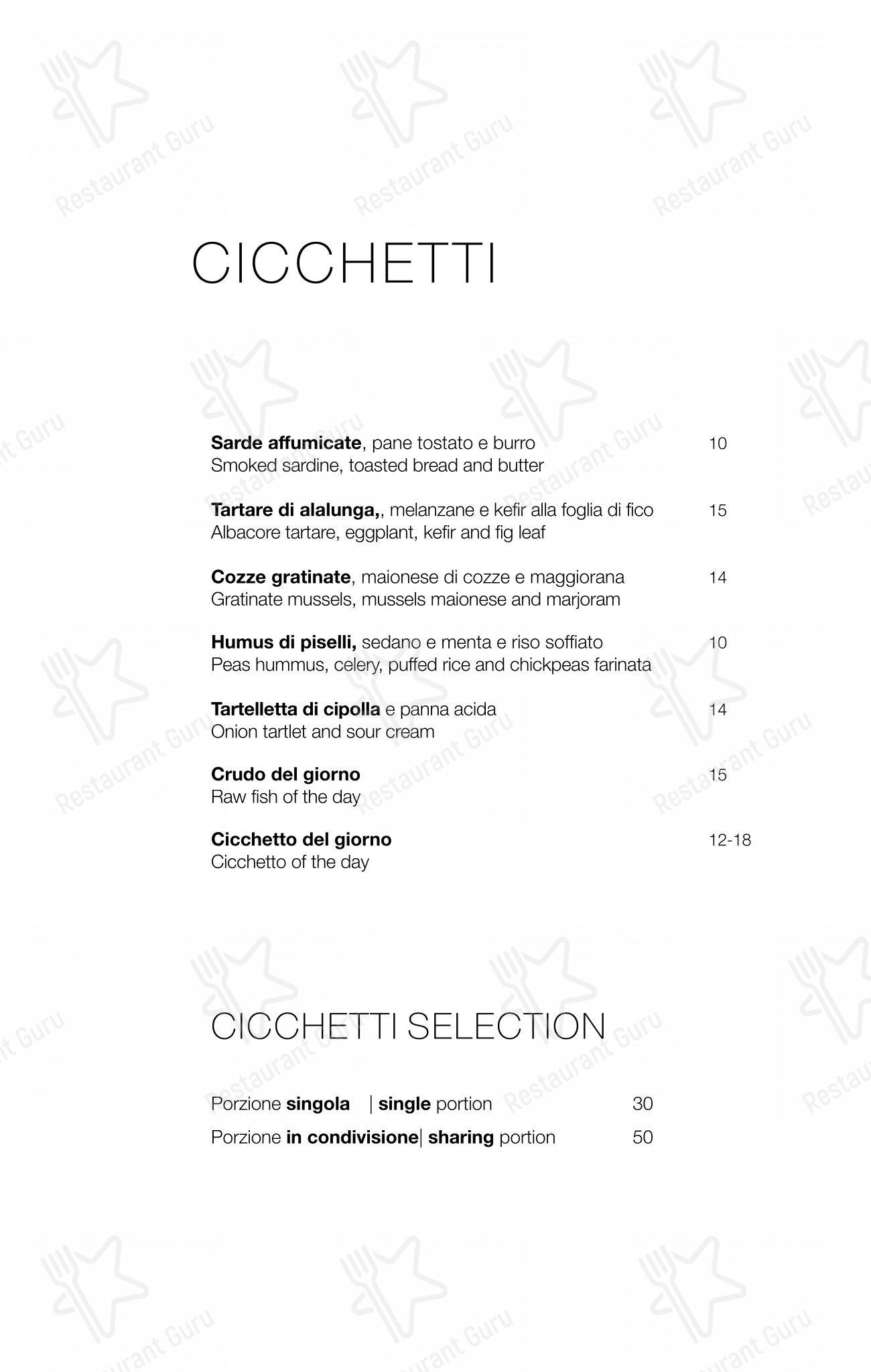 Menu bar per Venissa ristorante
