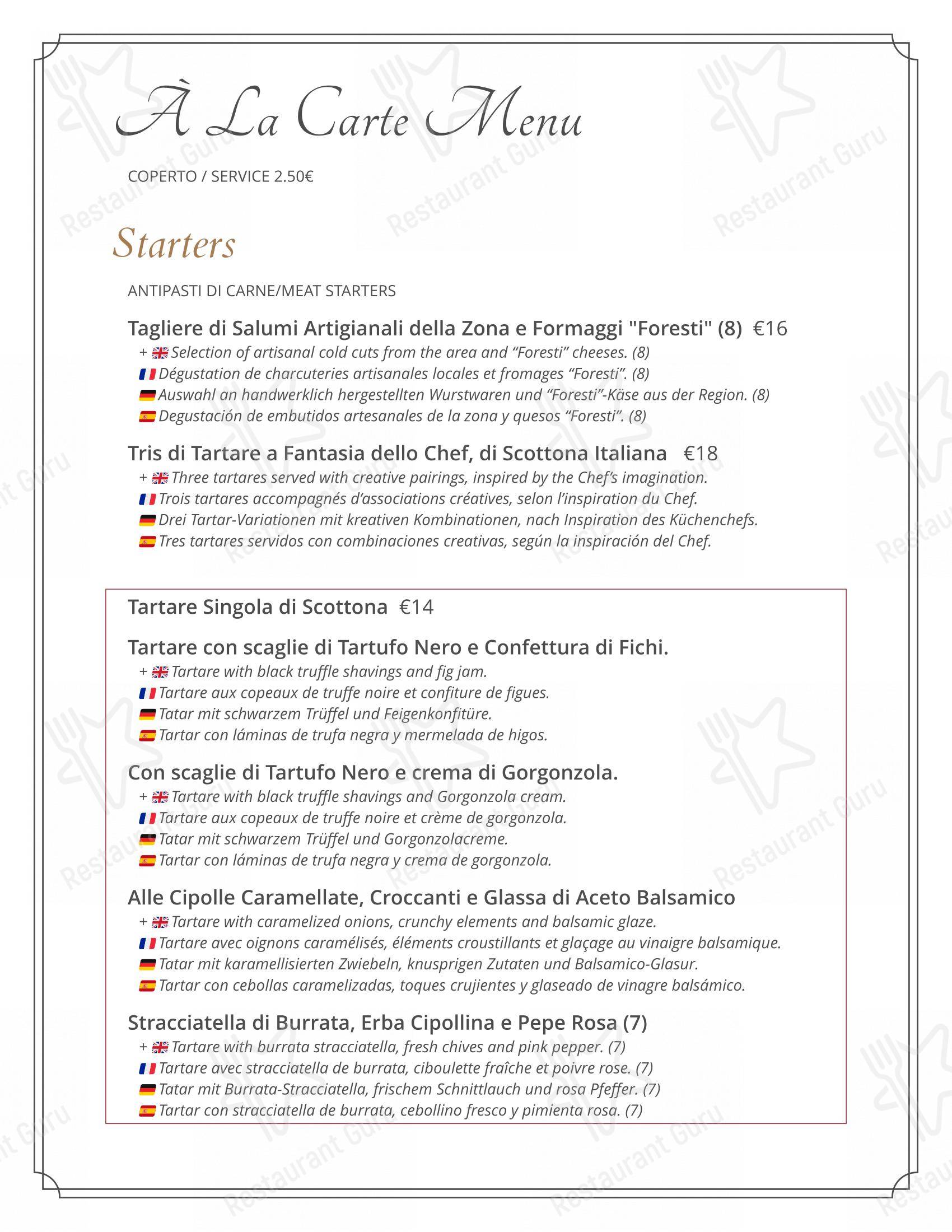 Menu per il Mercante ristorante