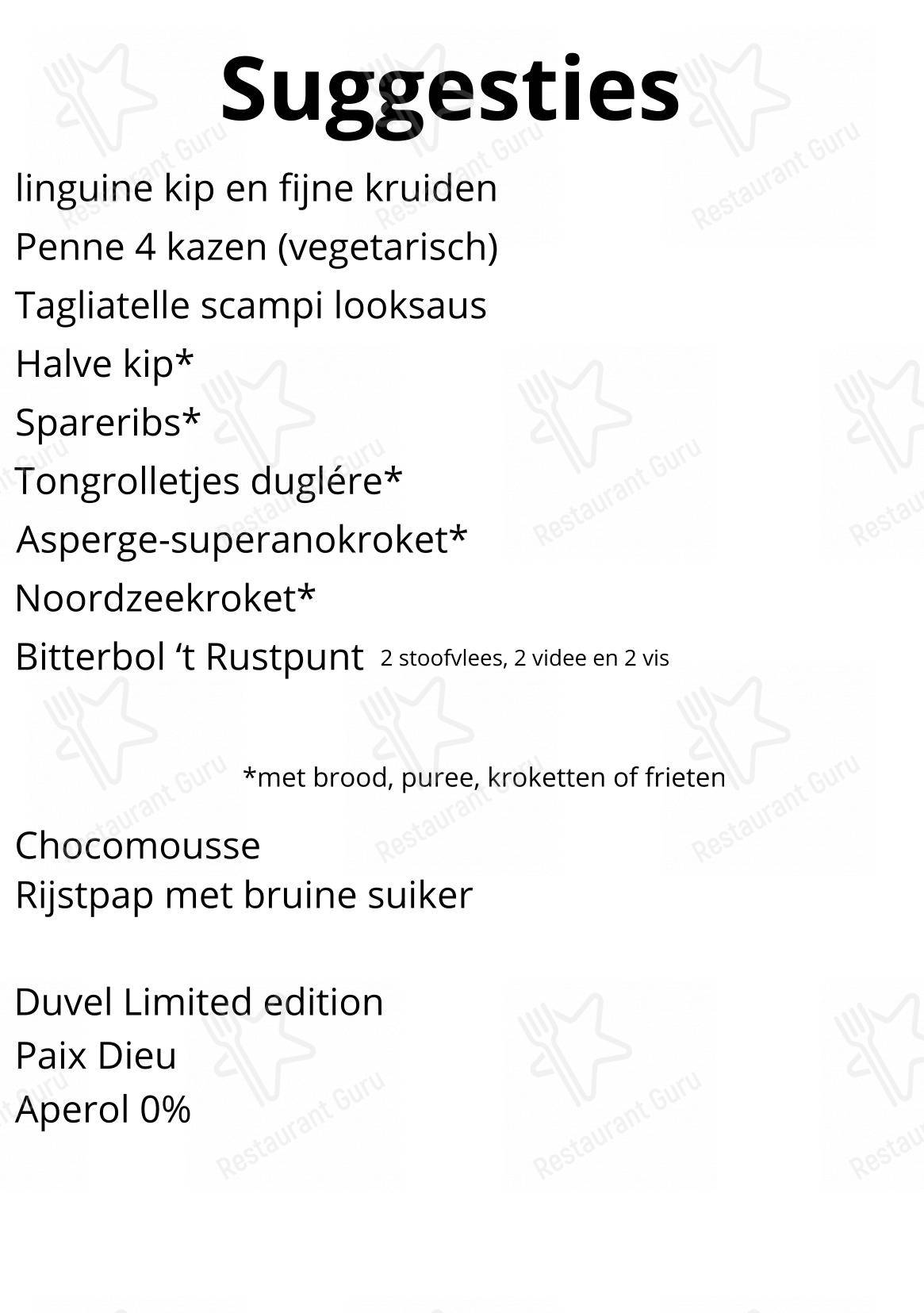 菜单 pour 't Rustpunt Olmen restaurant