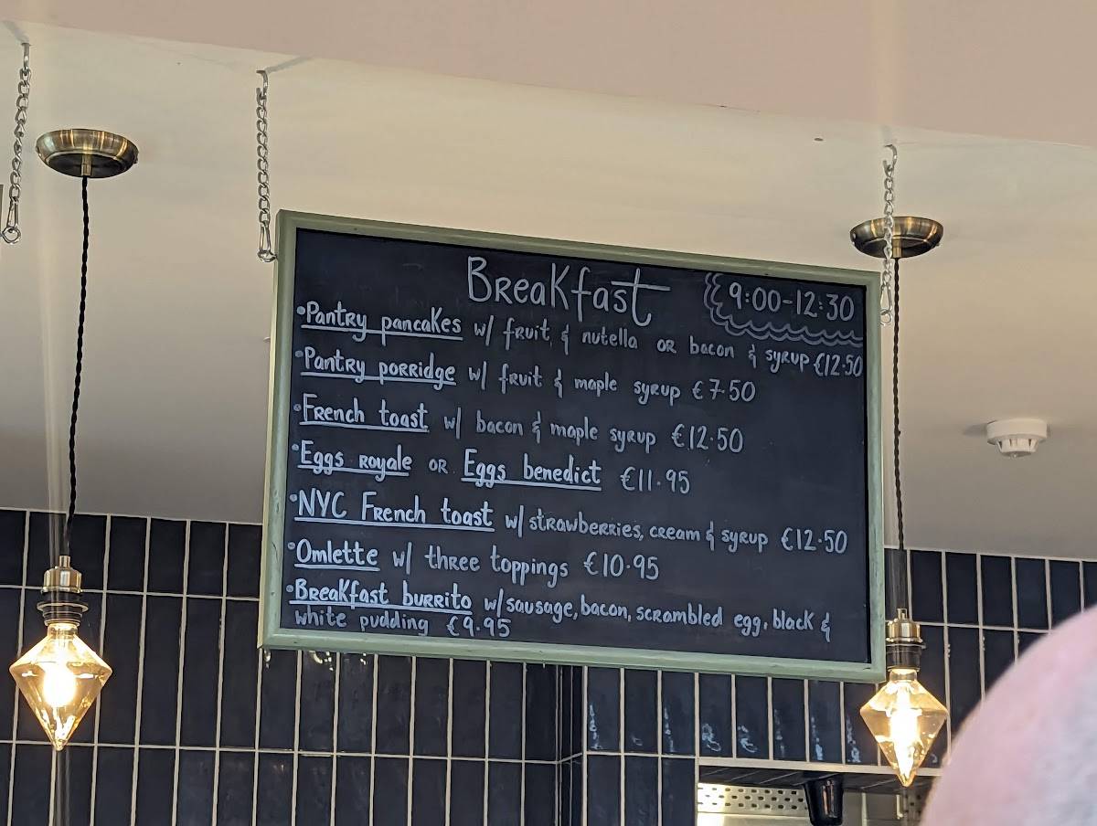 Menu at the Pantry at Dolly's, Ireland