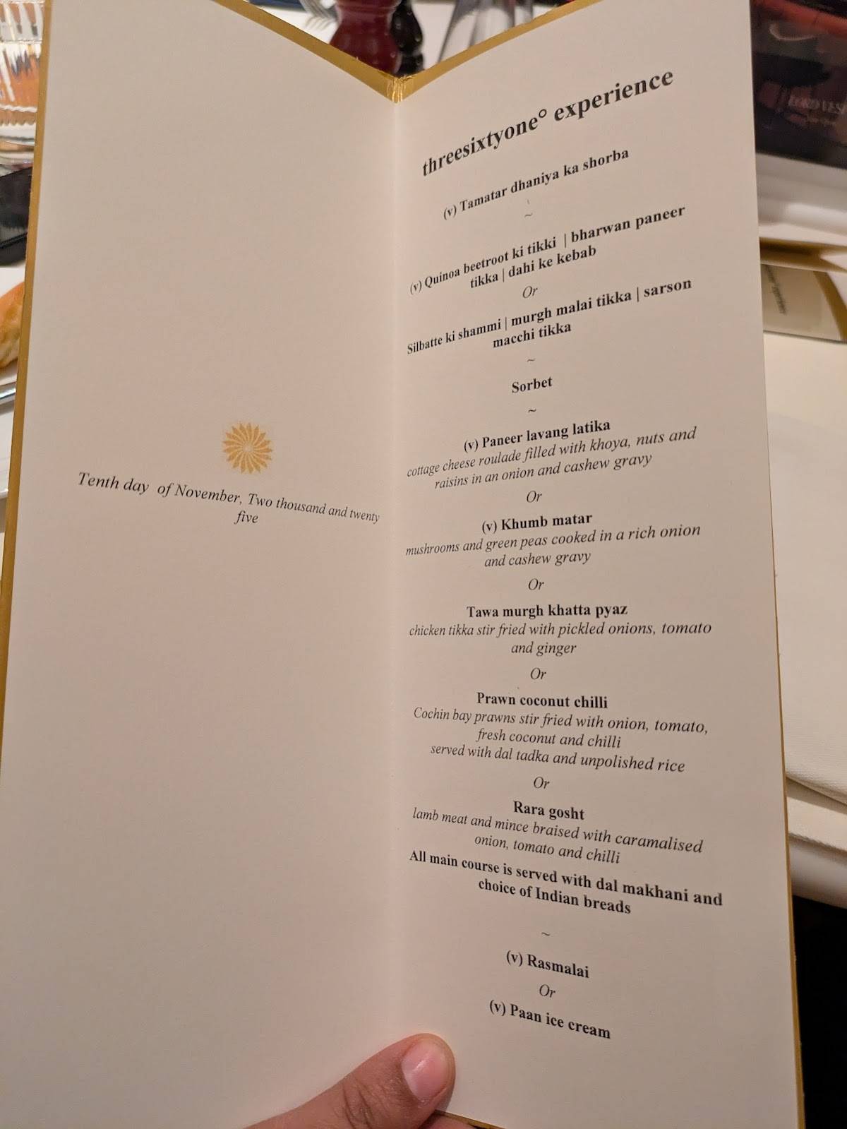 threesixtyone° menu