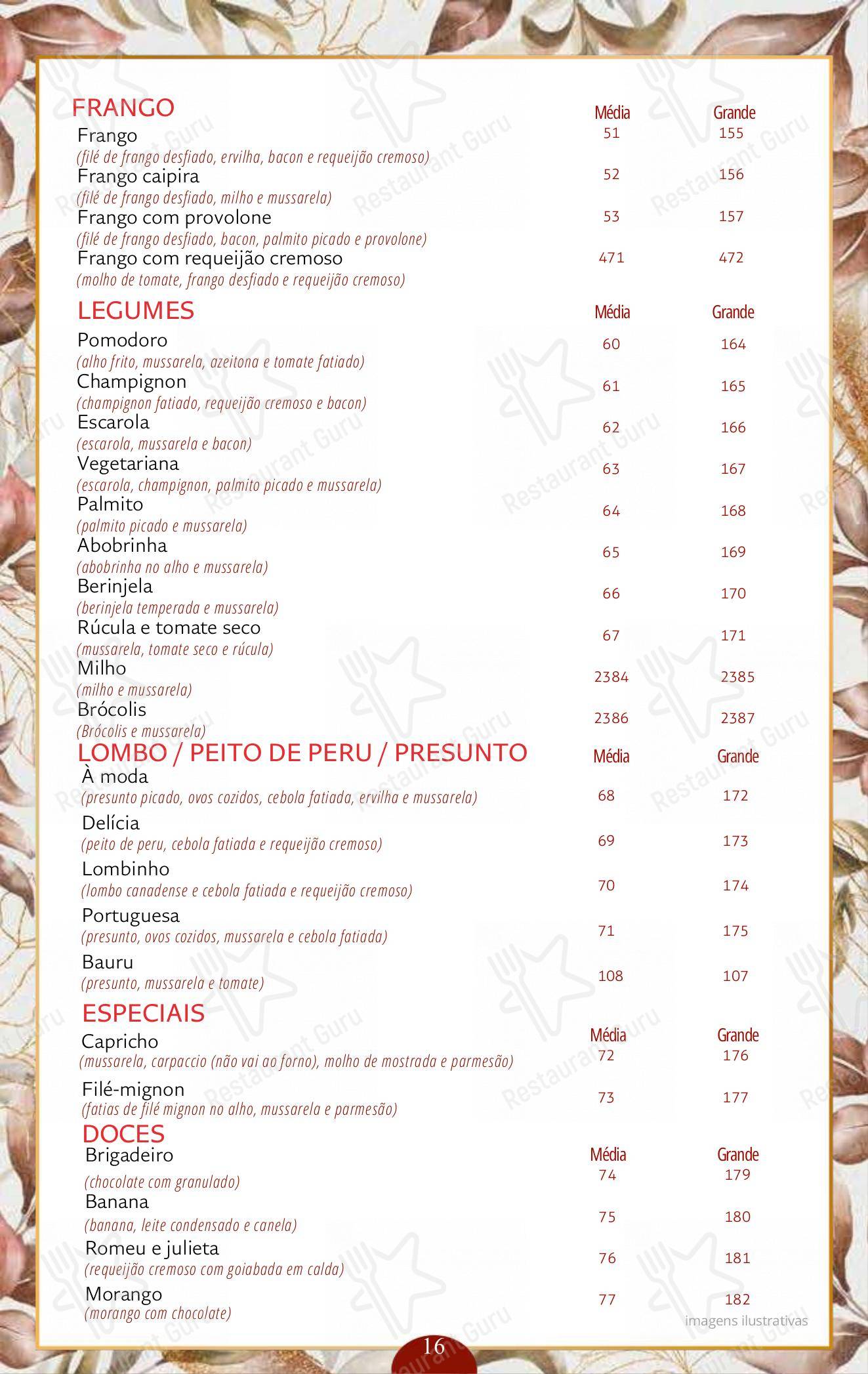 Ночное меню para Panificadora Vila Monumento sobremesas