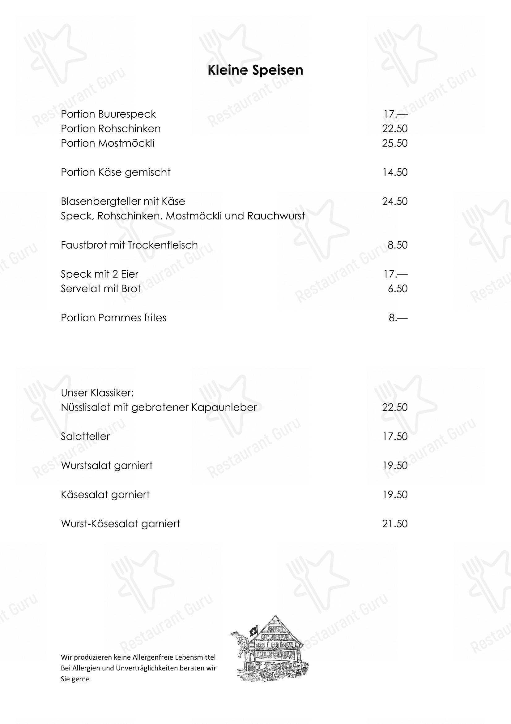 Menu di Blasenberg - Menu bar