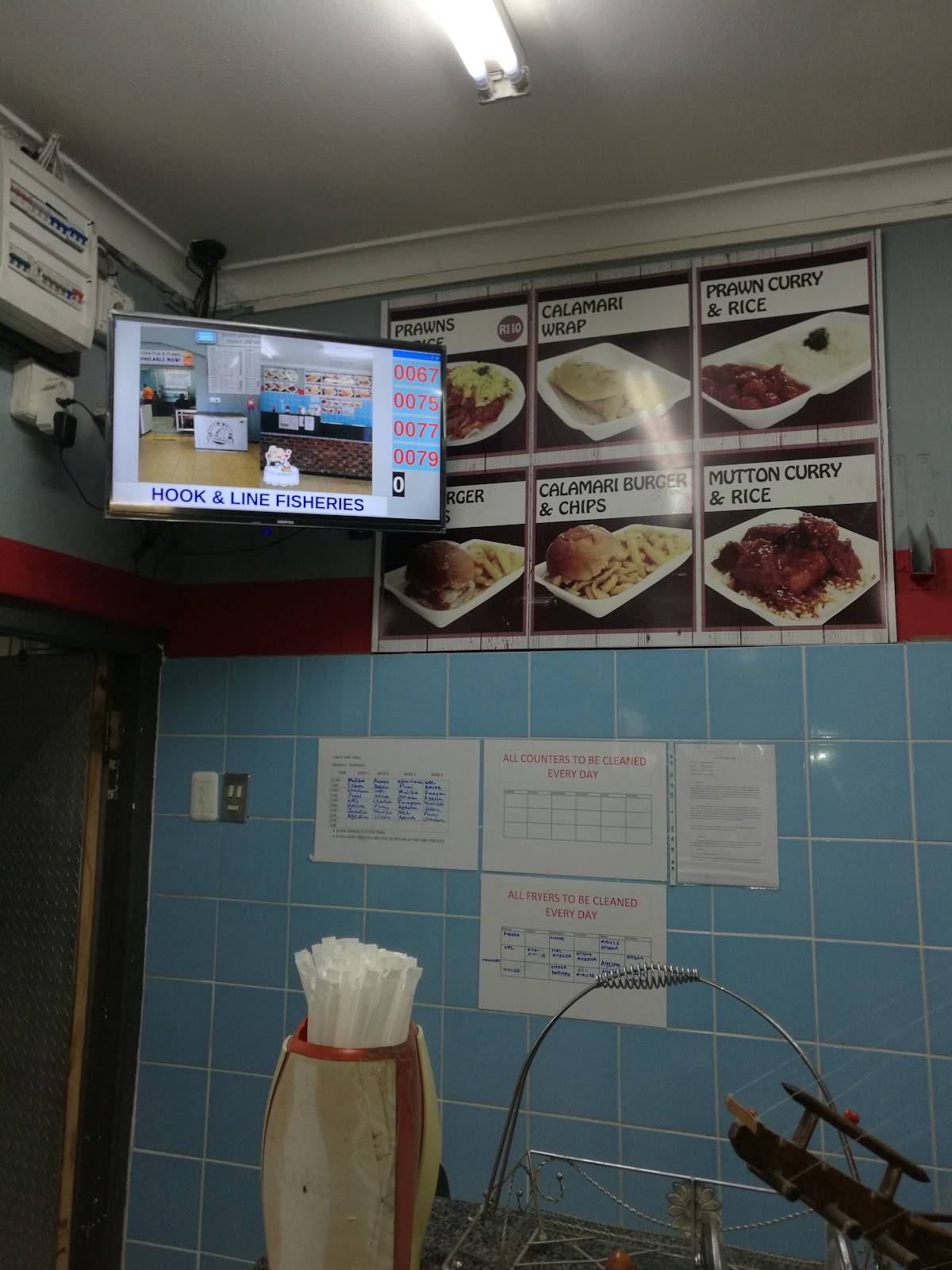 Menu at Hook & Line Fisheries restaurant, South Africa