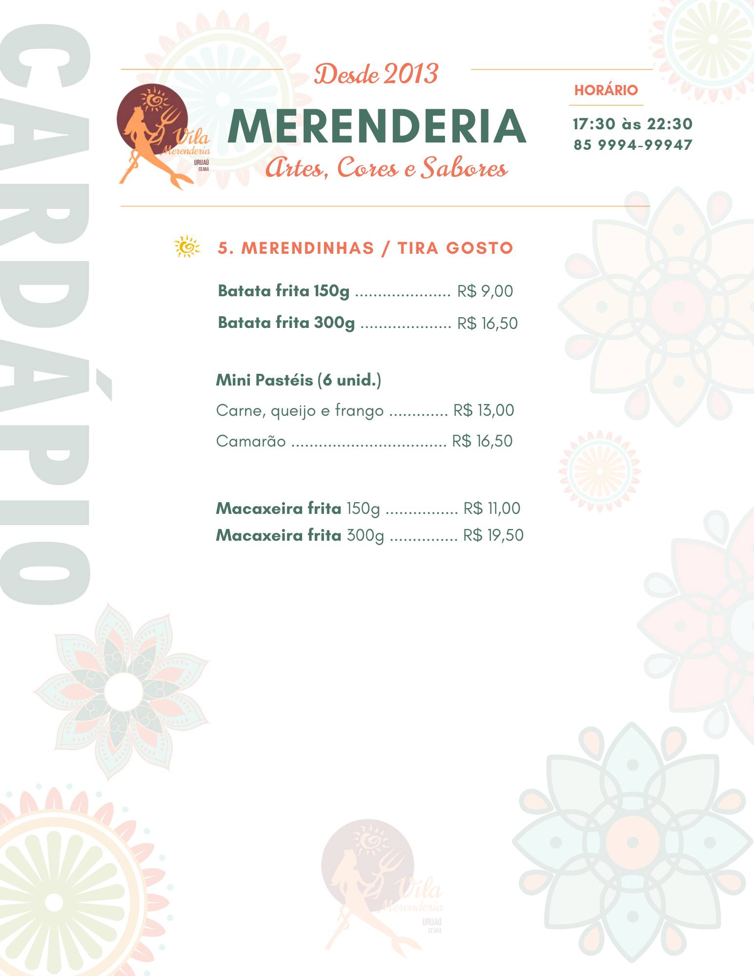 Merenderia - Imbassai cardápio
