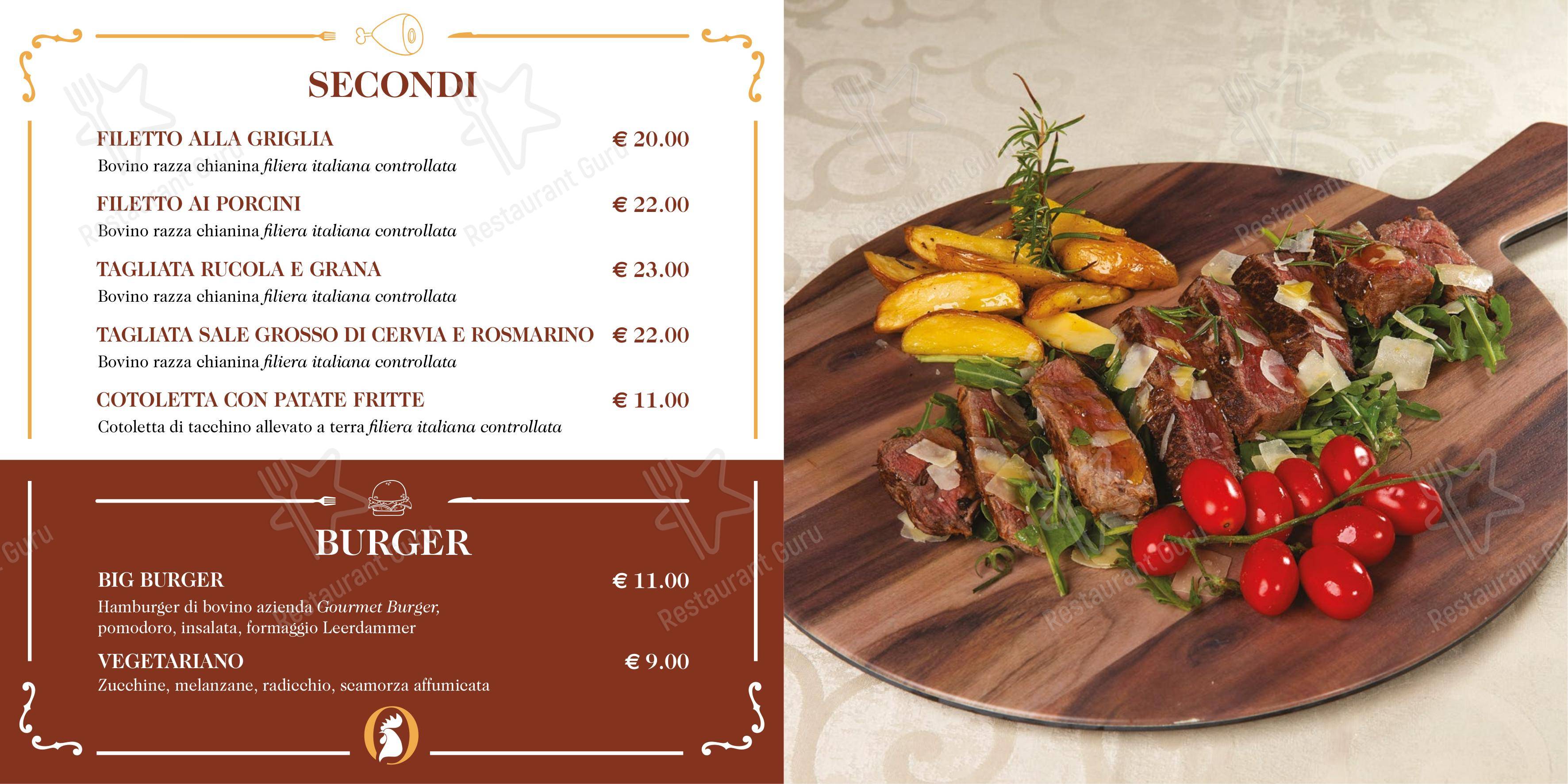 Menu bar per Osteria il Gallo in Rimini