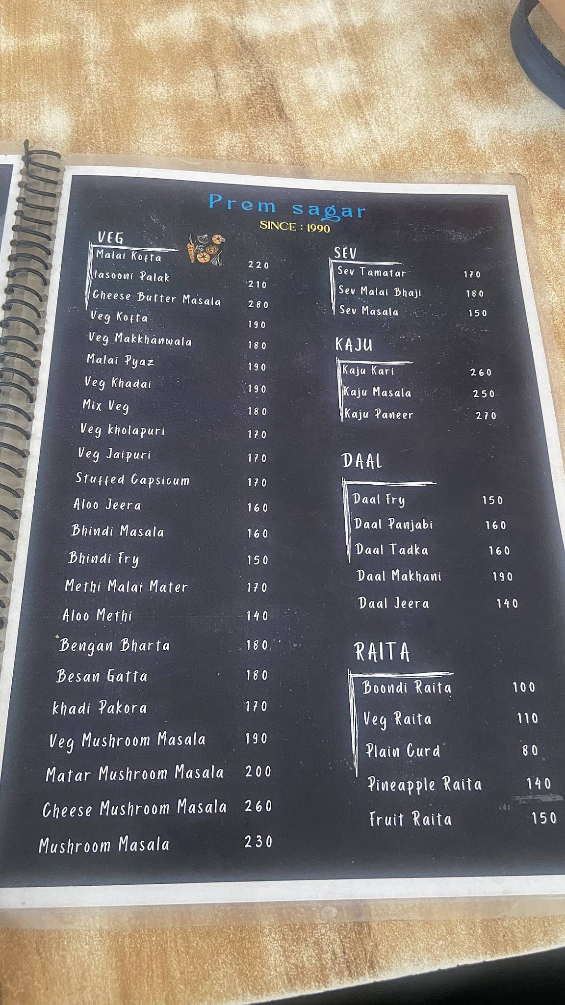 Prem Sagar Dhaba & Restaurant menu