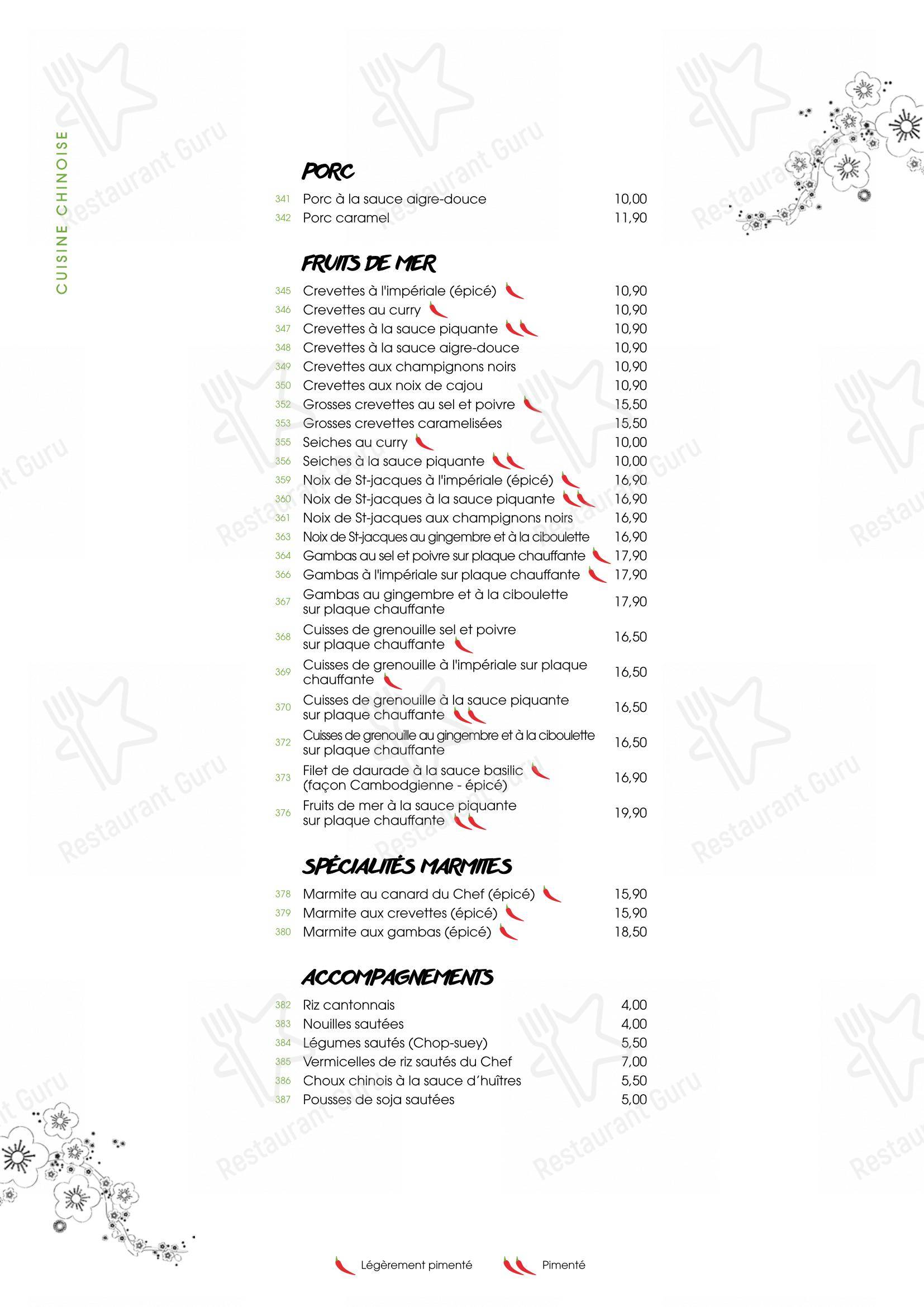 Menu pour SenSushi restaurant