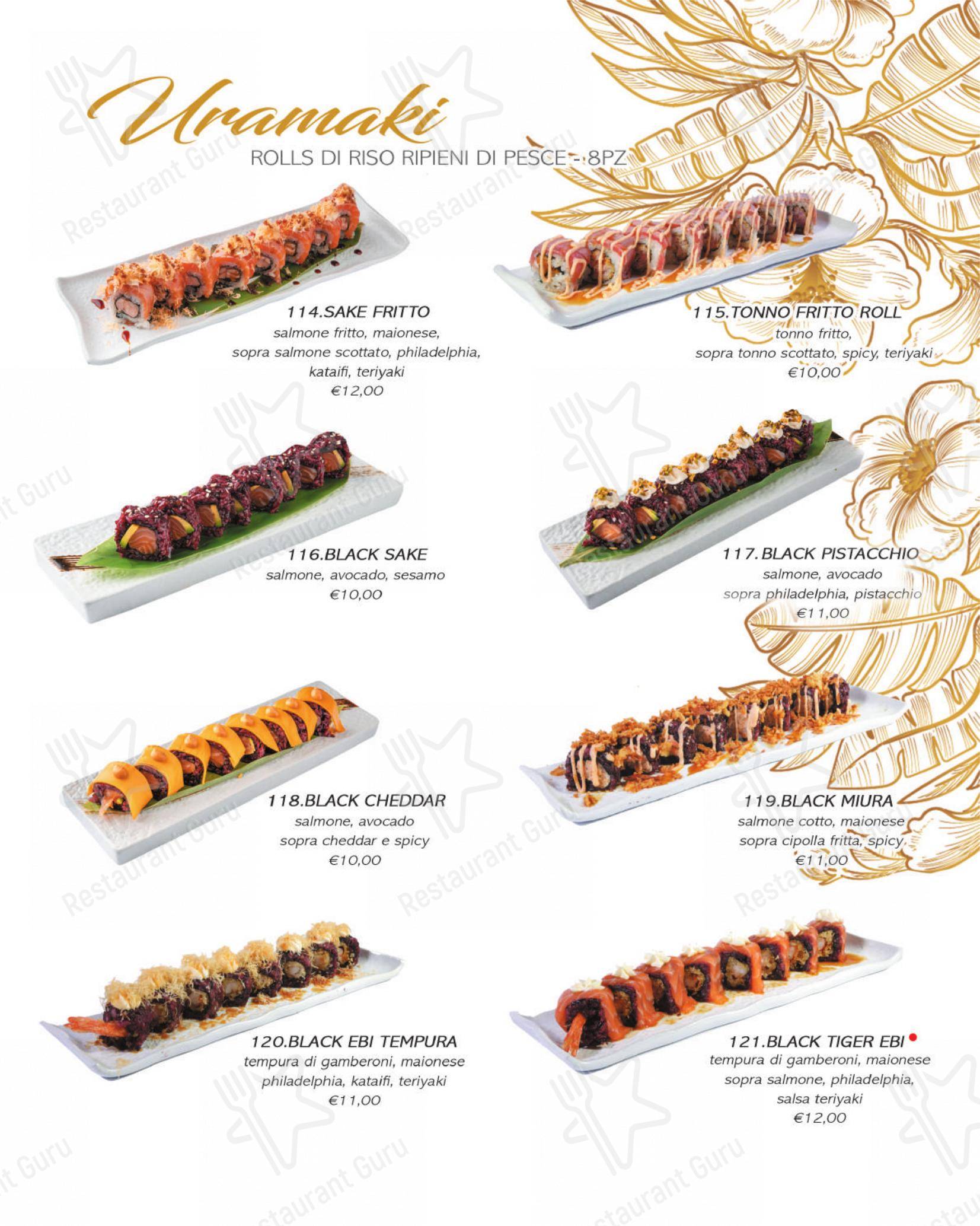 Menu per Yuki Sushi di carini ristorante