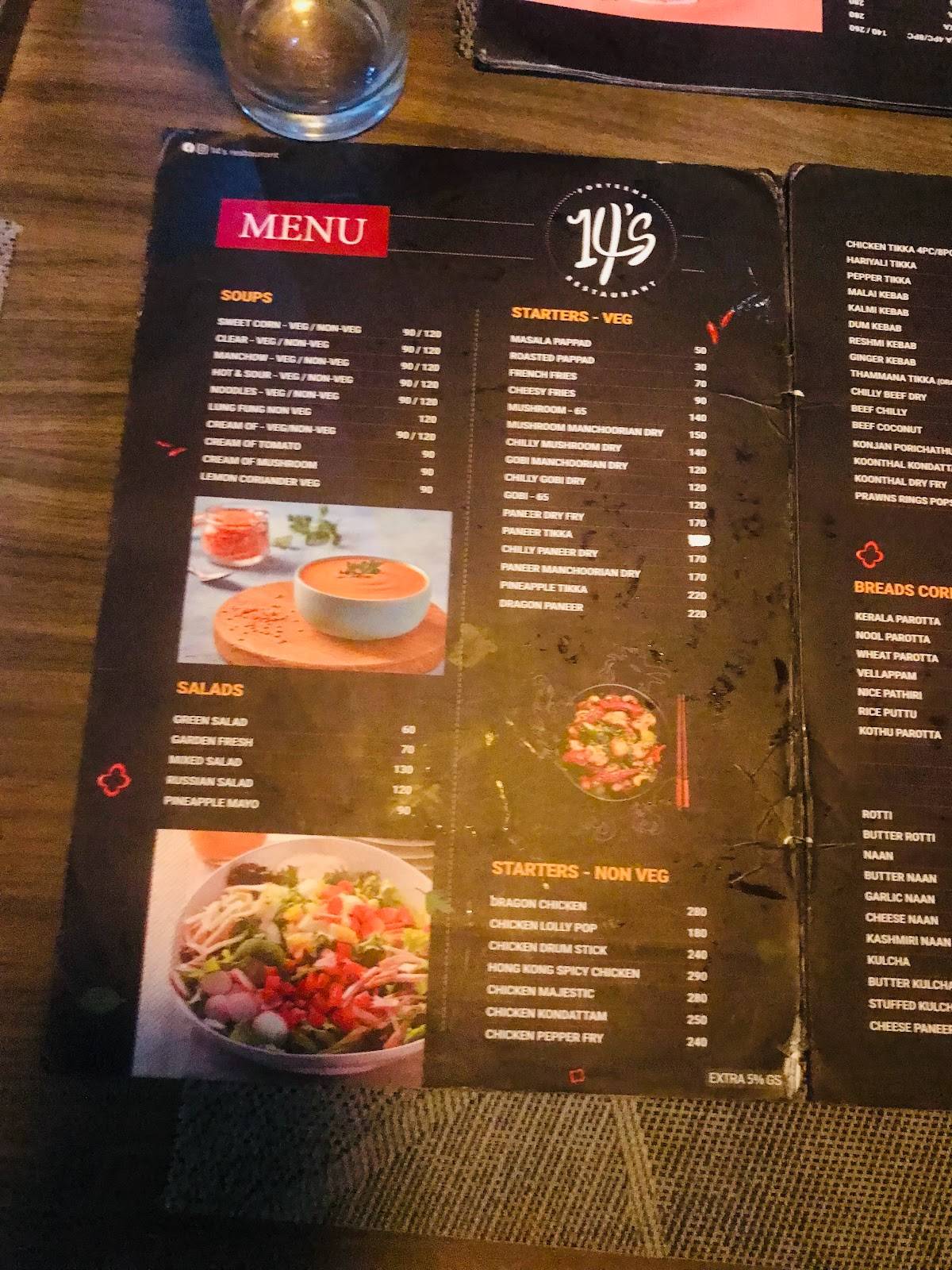 14's Restaurant menu