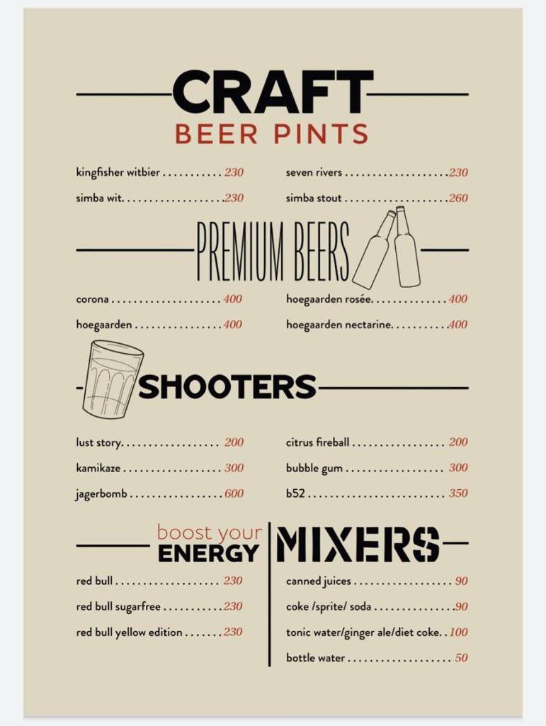 21st Amendment Gastrobar Indiranagar menu