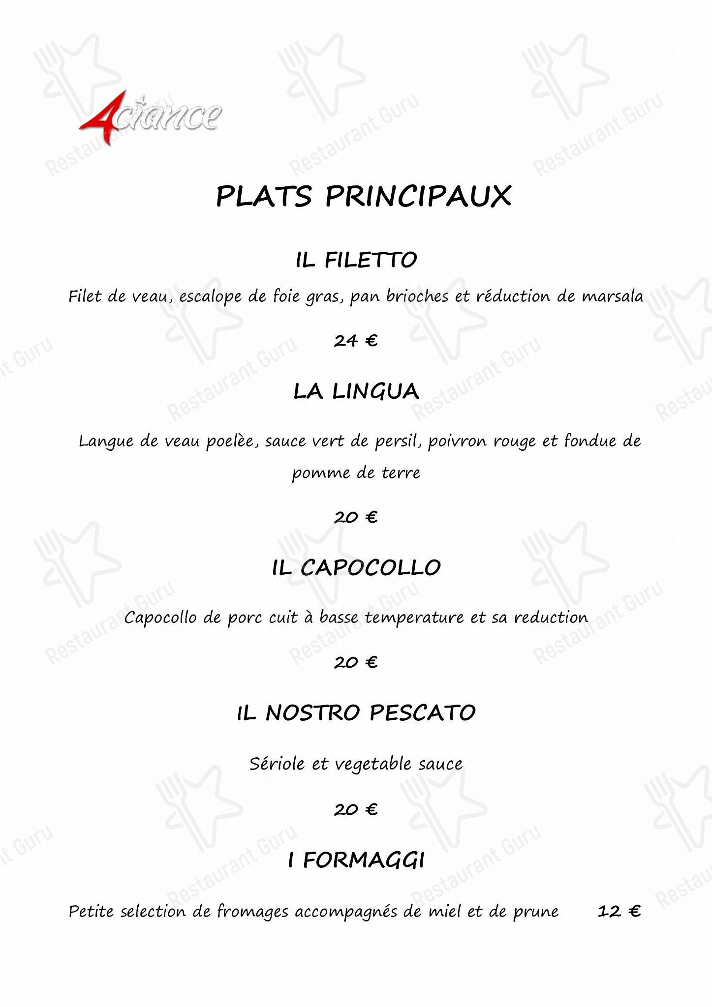 Menu di 4 Ciance - Breakfast Menu