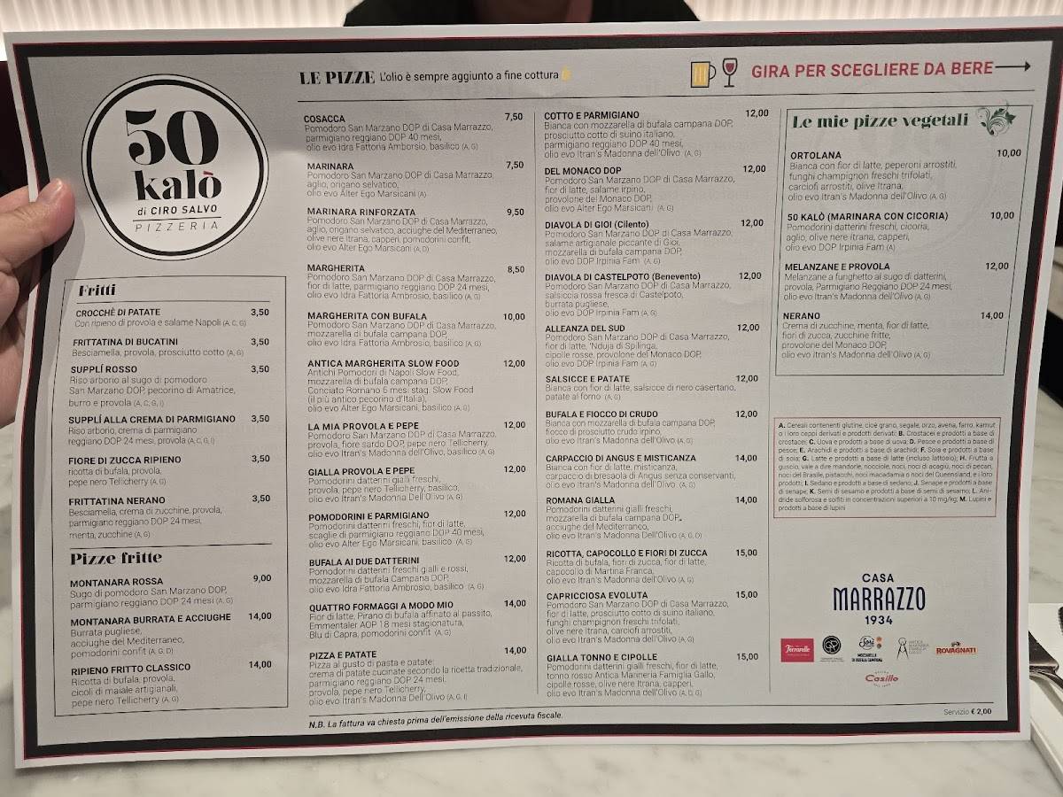 Menu di 50 Kalò Di Ciro Salvo - Roma 