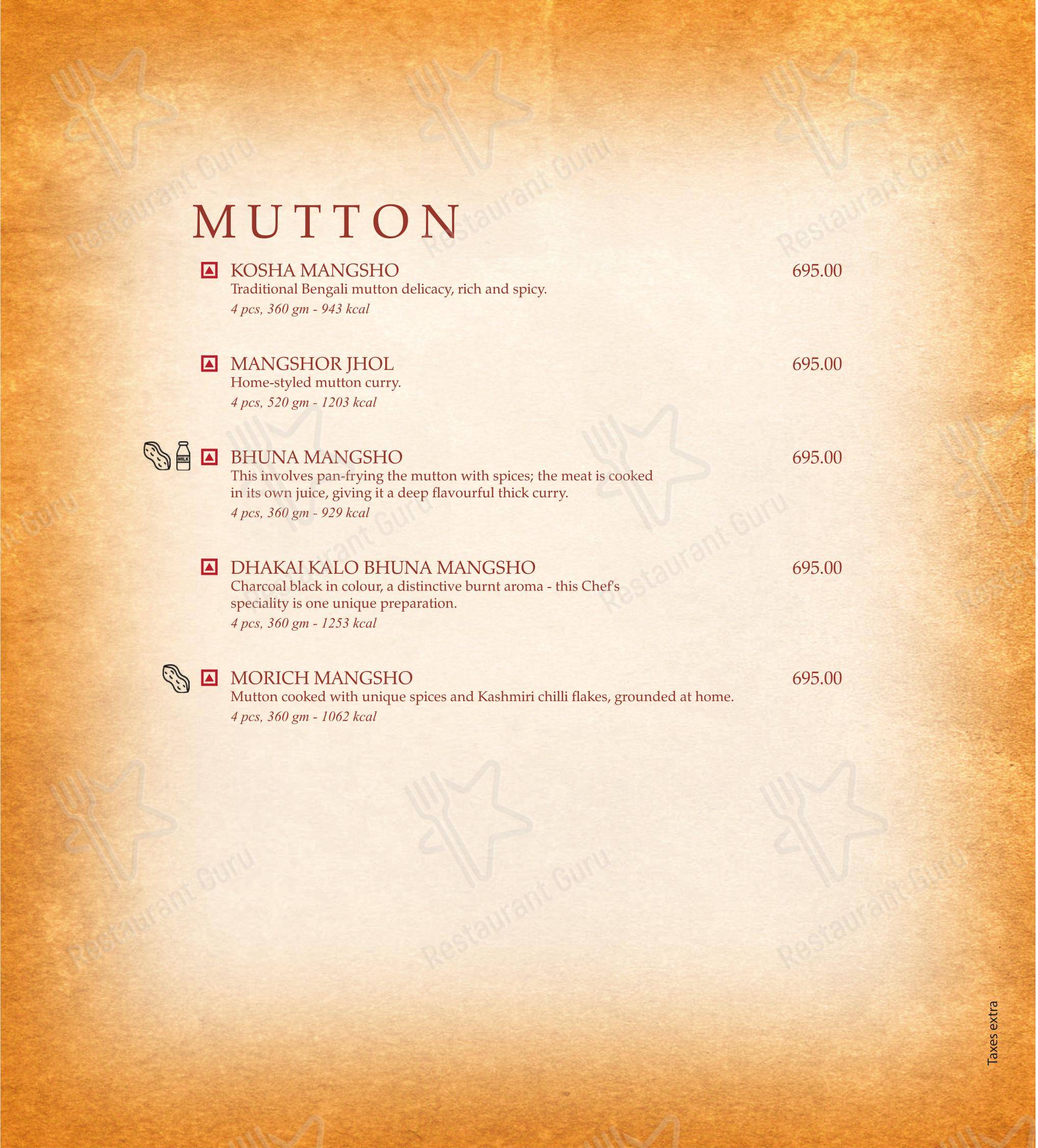 菜单 for 6 Ballygunge Place Thali in Kolkata