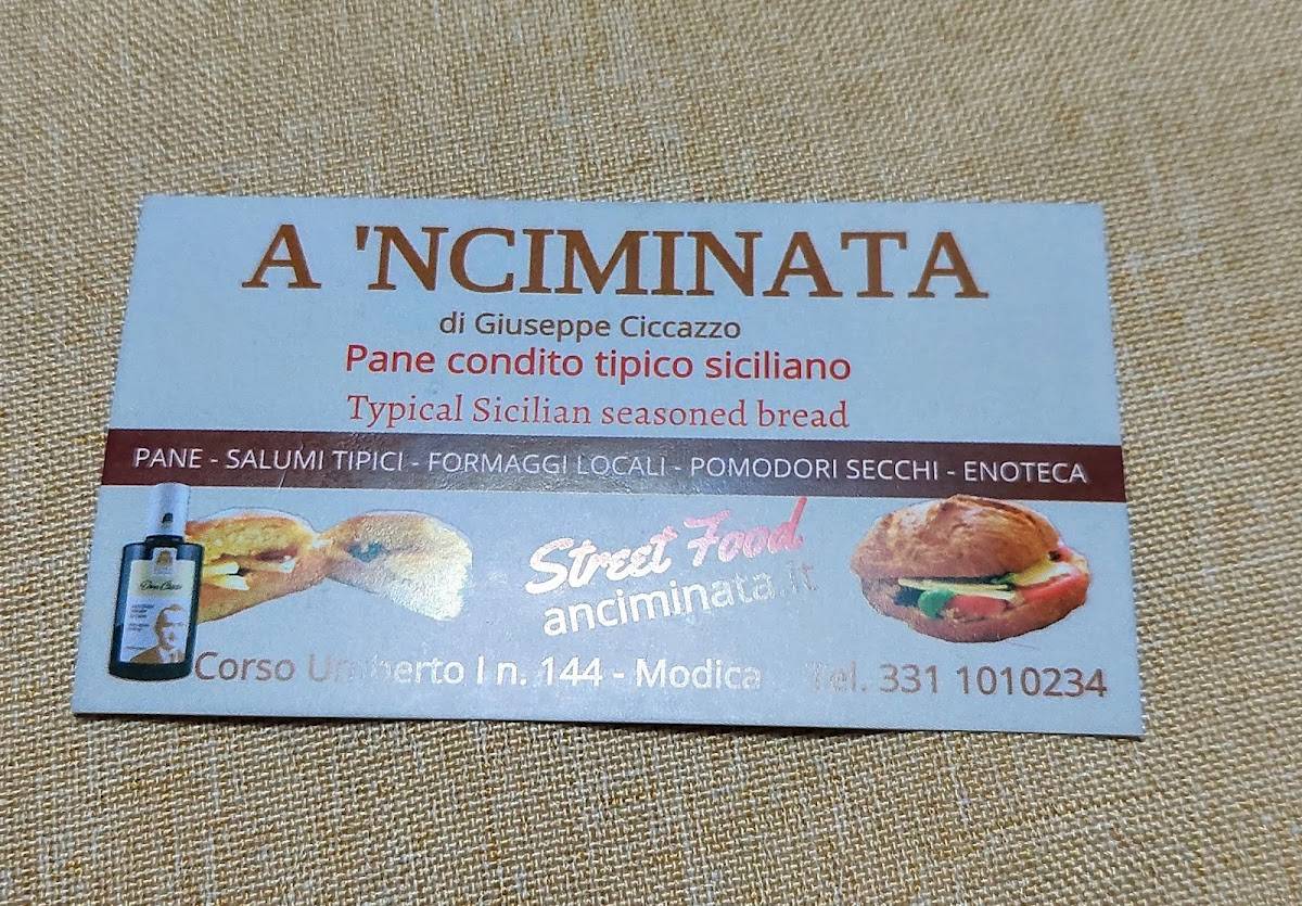 Menu di A 'NCIMINATA 