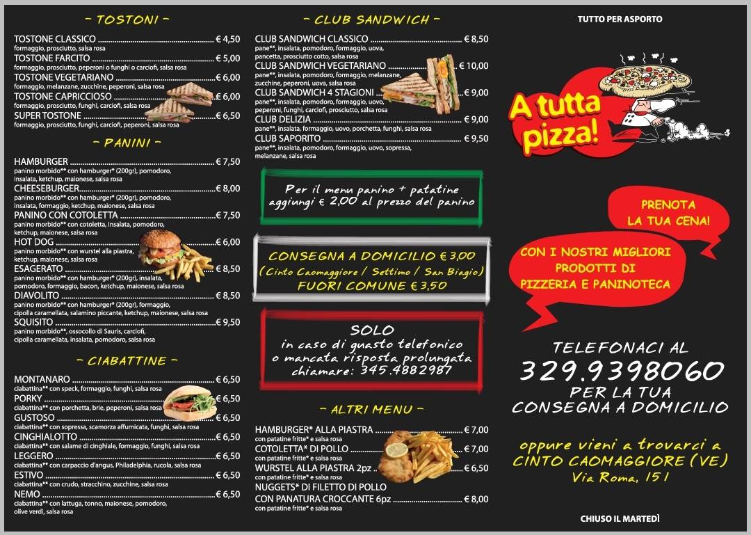 Menu di A Tutta Pizza 