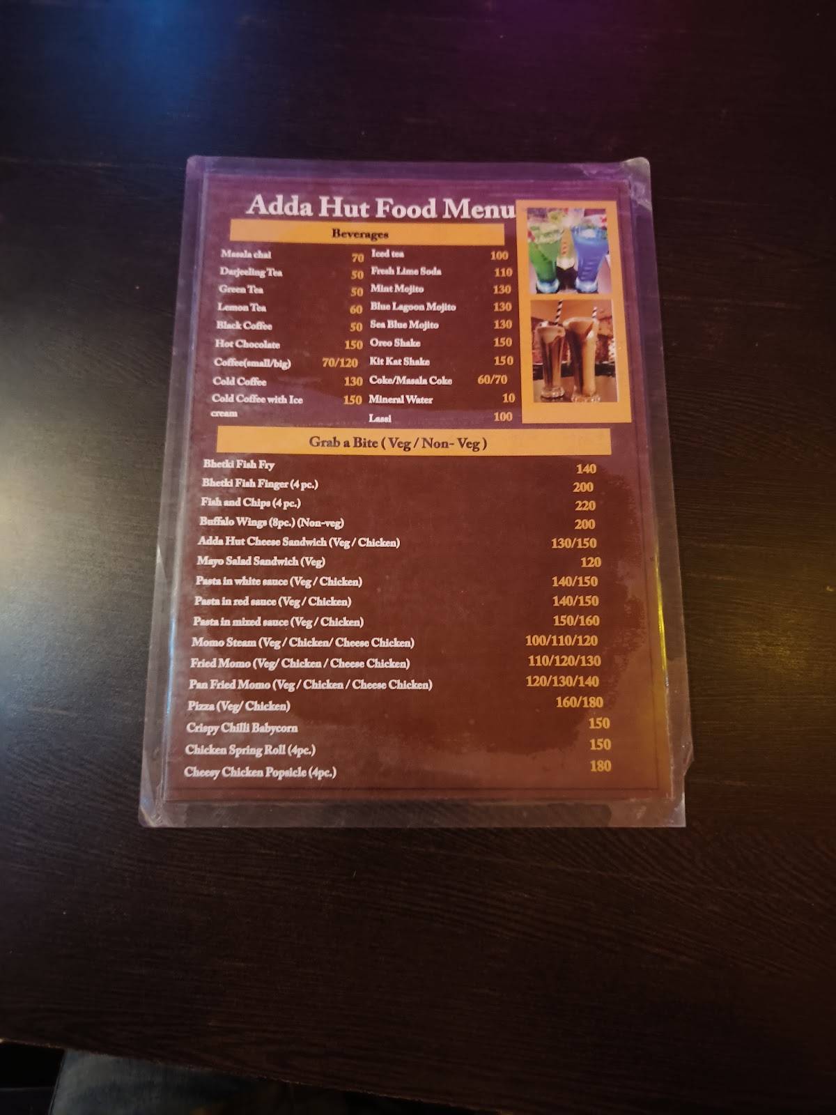 ADDA HUT menu