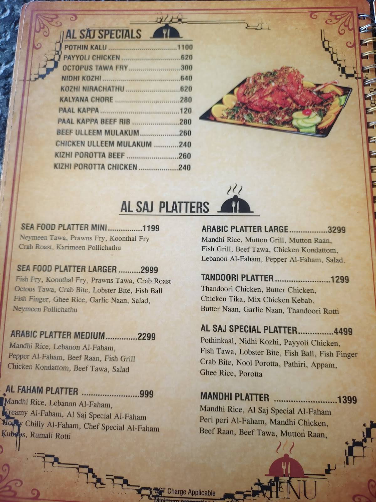 AL SAJ KITCHEN menu