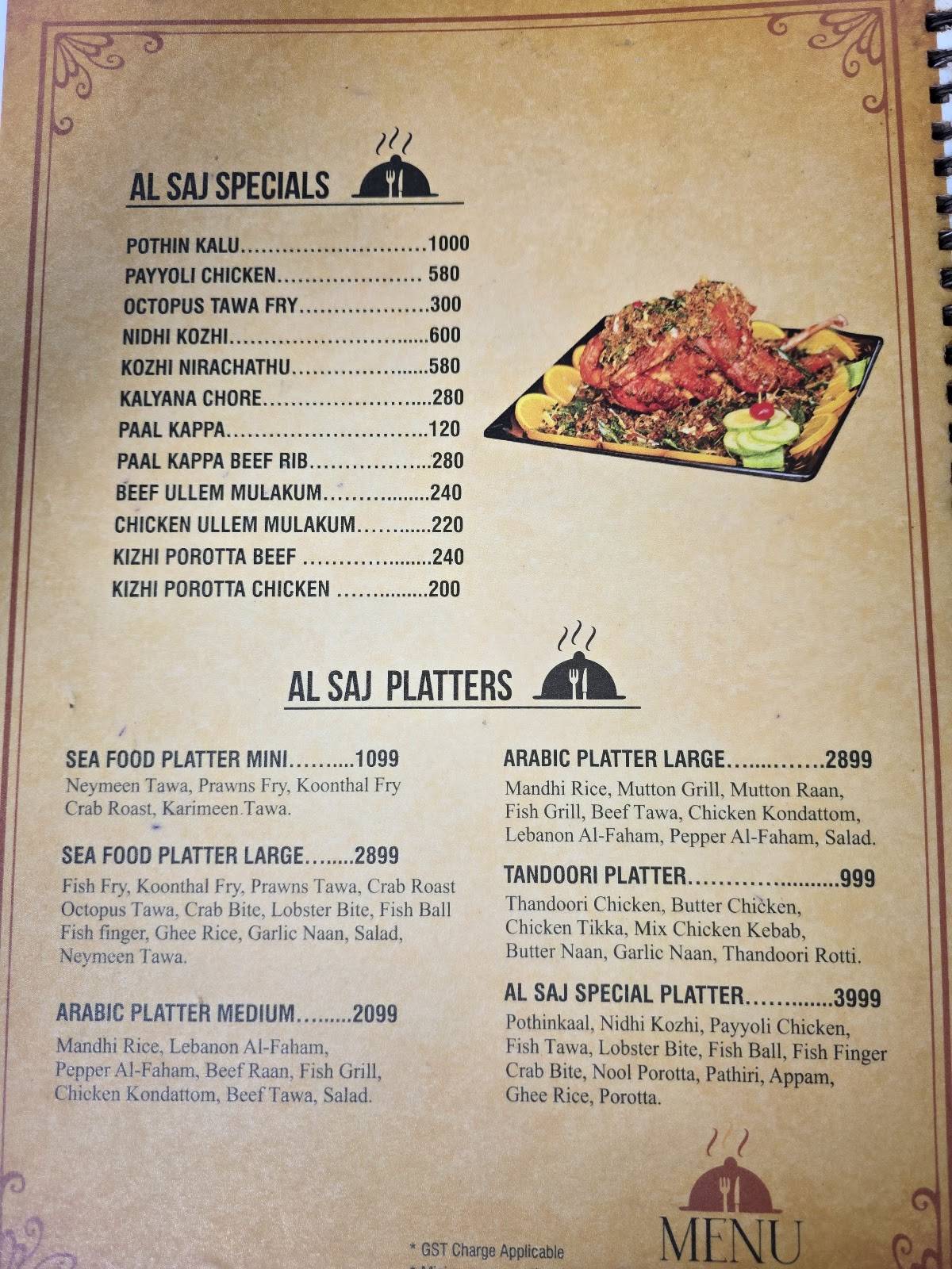 AL SAJ KITCHEN menu
