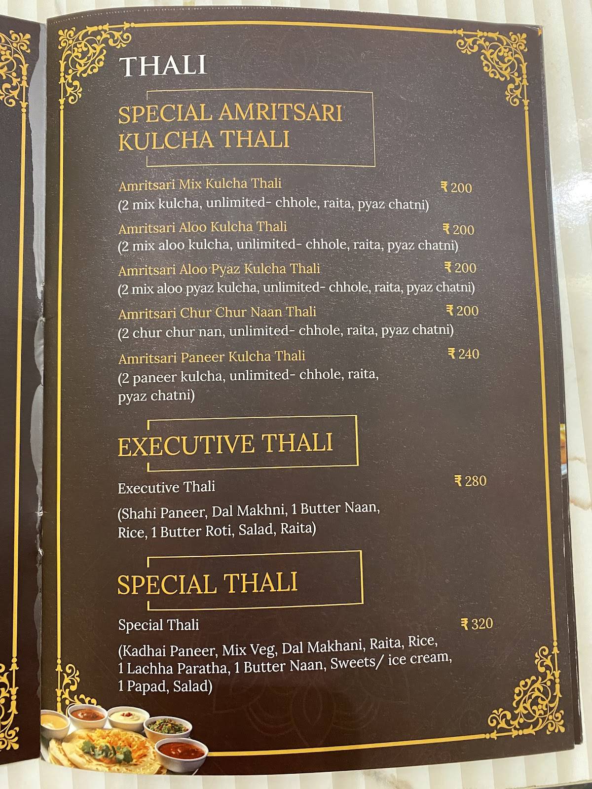 AMRITSRI KULCHA ROHTAK KALKI LOK menu