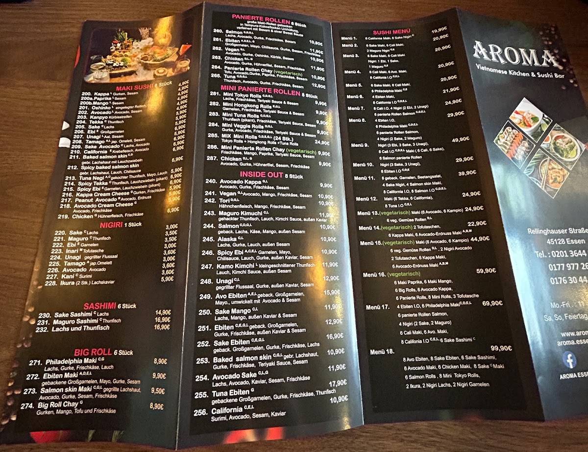Speisekarte von AROMA Vietnamese Kitchen & Sushi Bar, Essen