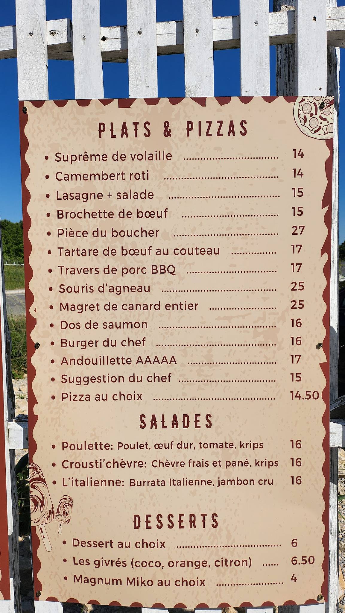 Menu de AU 217