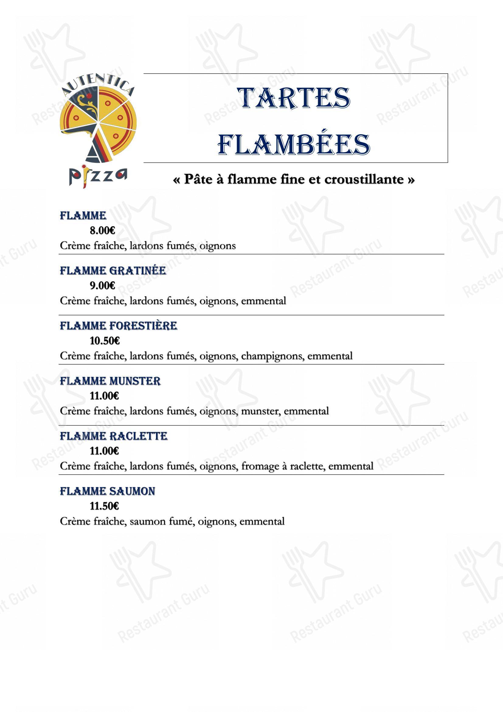 Menu pour AUTENTICA PIZZA - Menu
