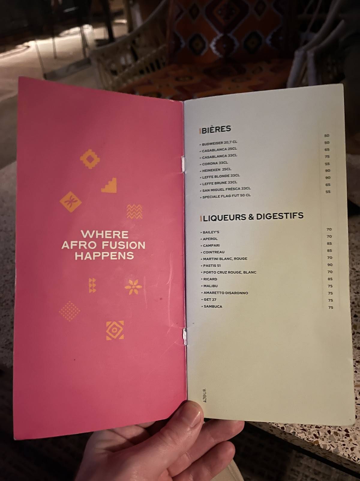 Menu de AZOUR Rabat Rooftop & Lounge