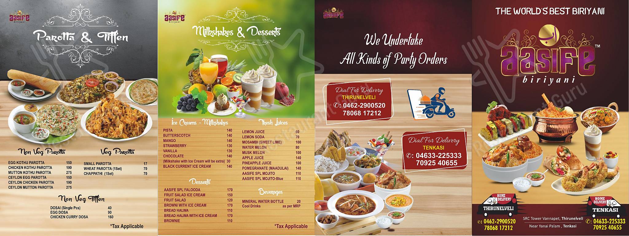 Aasife Biriyani menu
