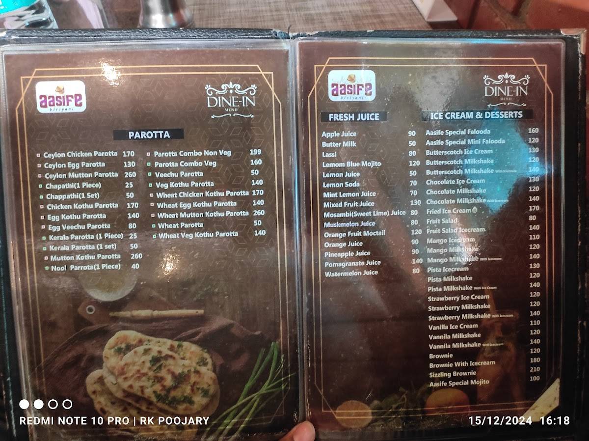 Aasife Biryani Hosur (Virunthagam) menu
